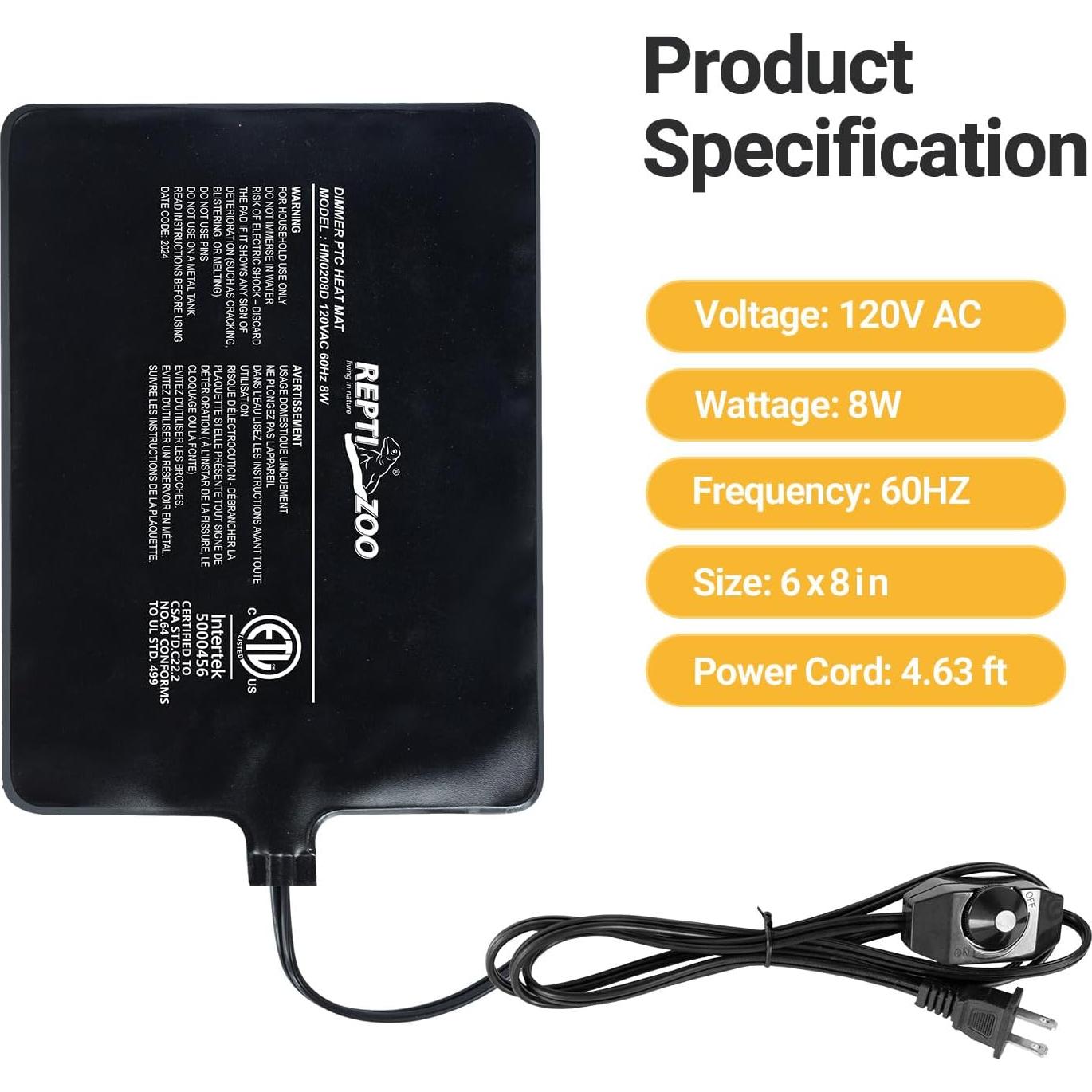 Almohadilla Térmica REPTI ZOO 15.24x20.32cm 8W Ajustable