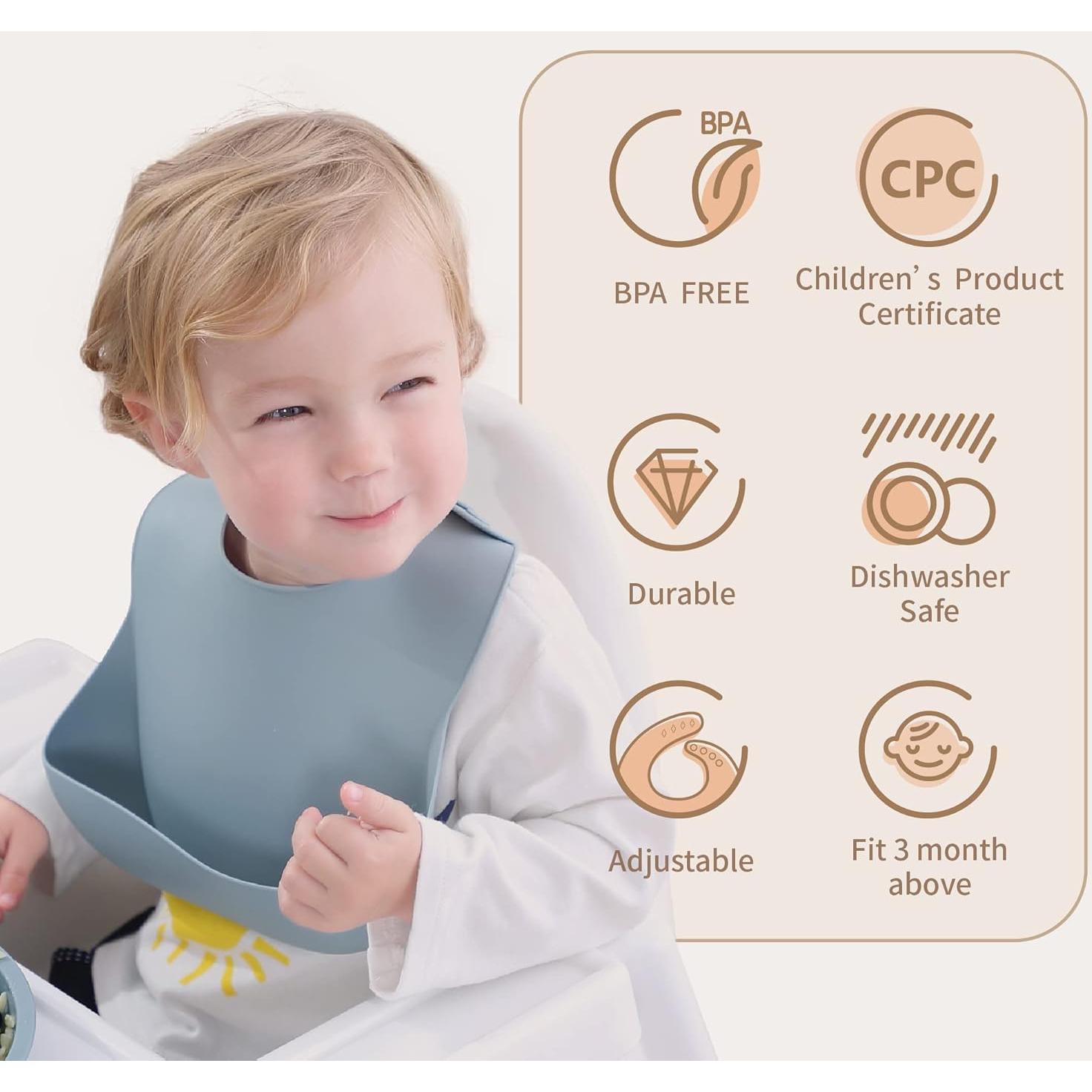 Conjunto de Baberos de Silicona Moonkie 2 Unidades Ajustables