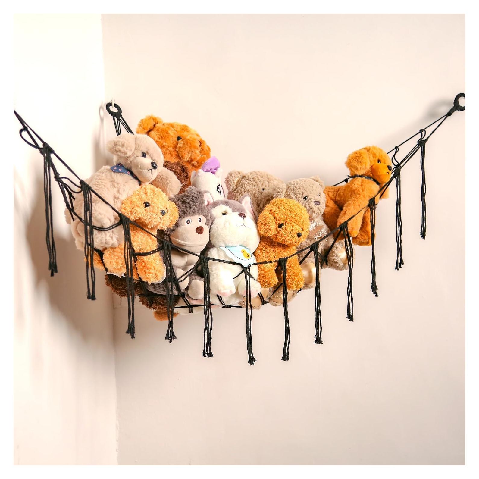 Hamaca Esquinera de Peluches YKBU Grande Negra con Borlas