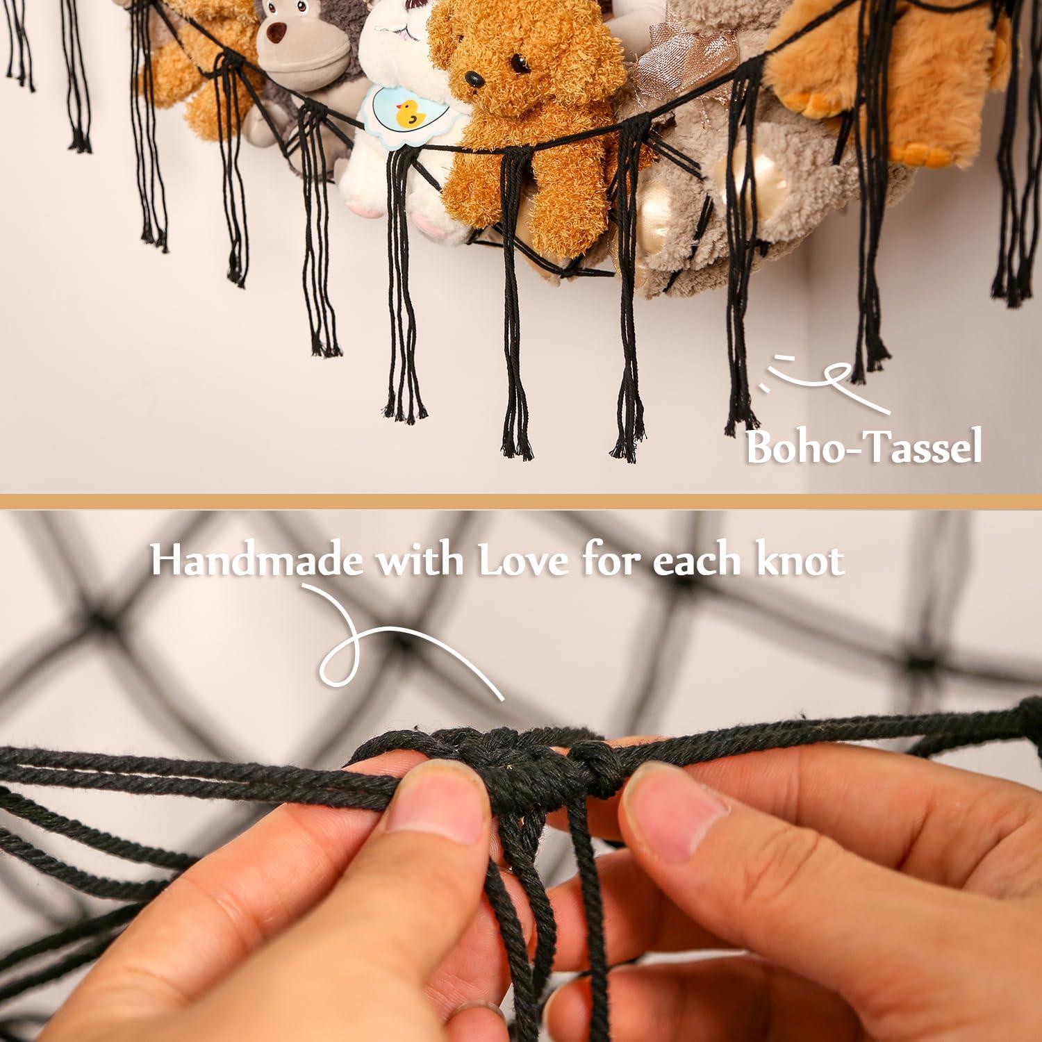 Hamaca Esquinera de Peluches YKBU Grande Negra con Borlas