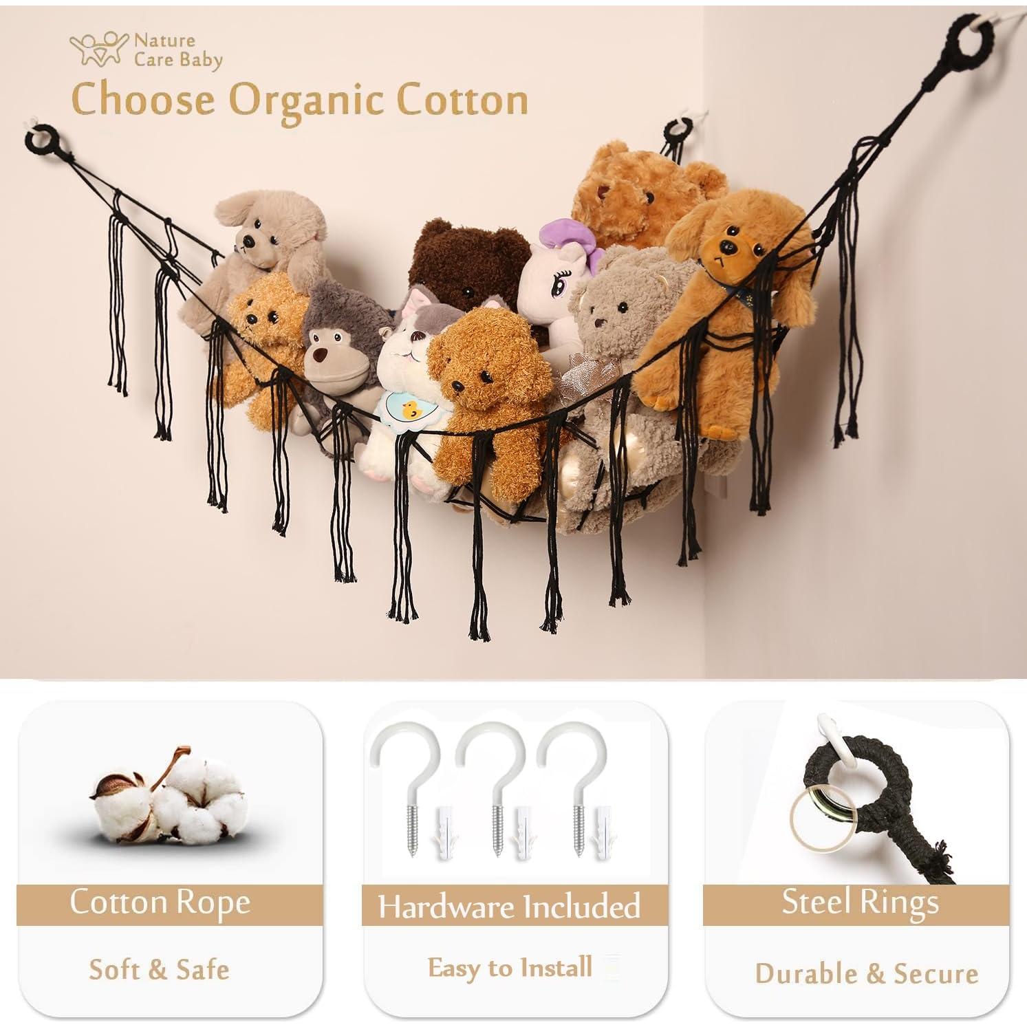 Hamaca Esquinera de Peluches YKBU Grande Negra con Borlas