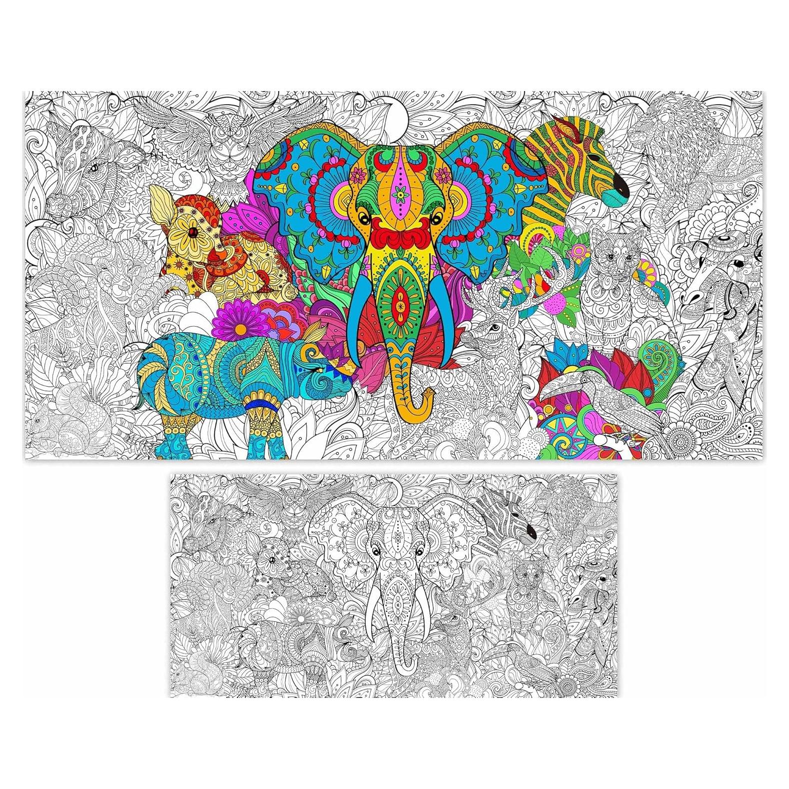 Póster de Colorear Mandala Gigante Naozinebi 63.5x127cm Animales