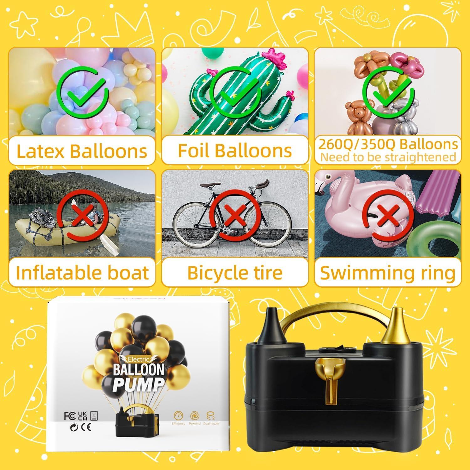 Bomba de globo eléctrica Bezente portátil con doble boquilla