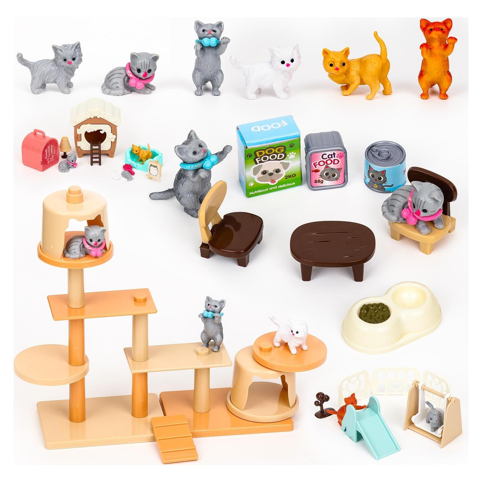 Set de Juguetes de Gato Sweetace 43 Piezas para Niños 3-7 Años