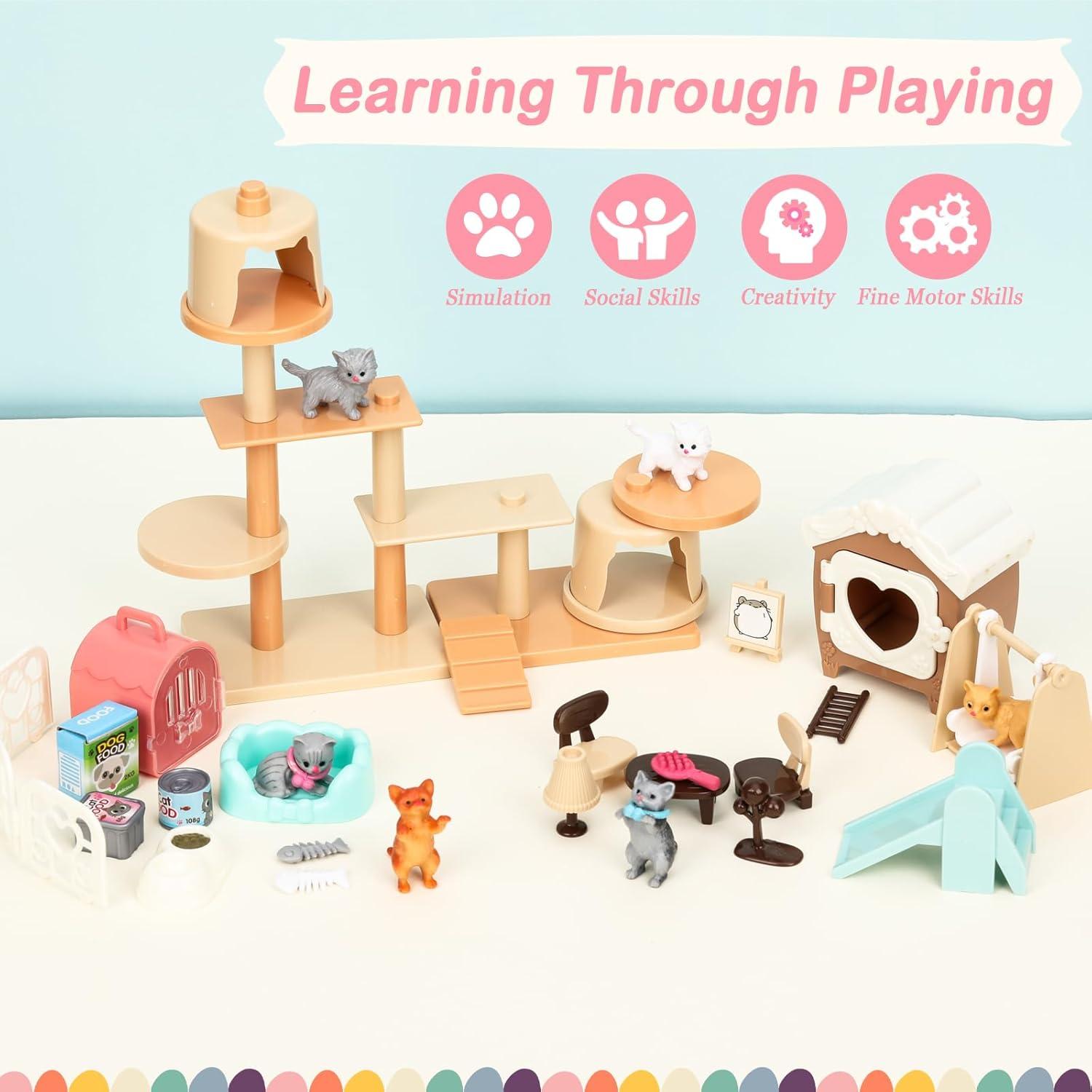 Set de Juguetes de Gato Sweetace 43 Piezas para Niños 3-7 Años