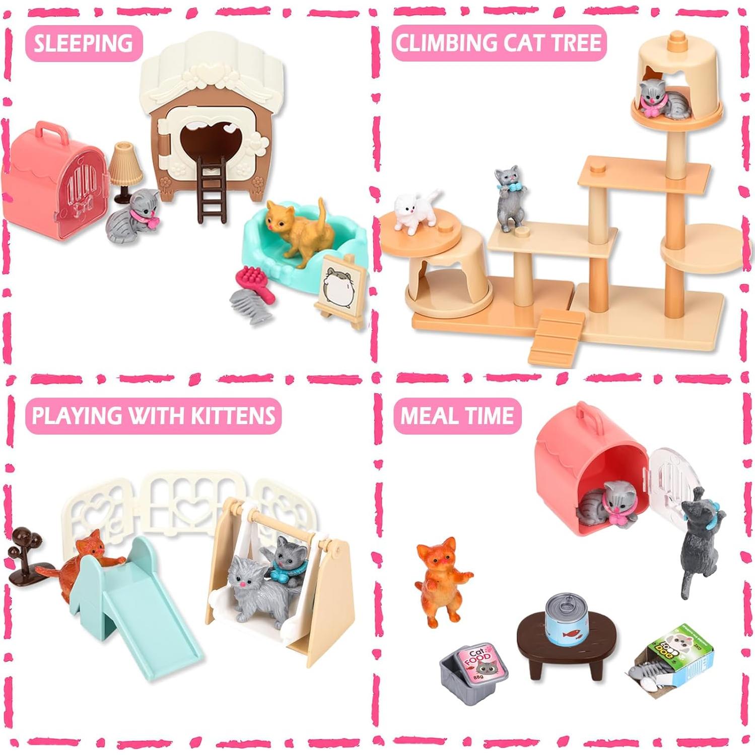 Set de Juguetes de Gato Sweetace 43 Piezas para Niños 3-7 Años