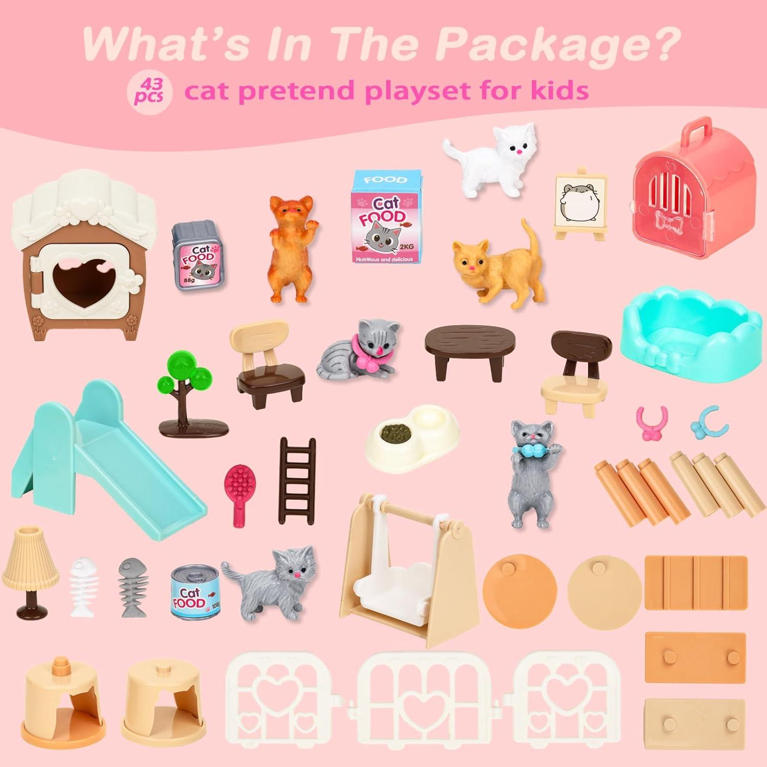 Set de Juguetes de Gato Sweetace 43 Piezas para Niños 3-7 Años