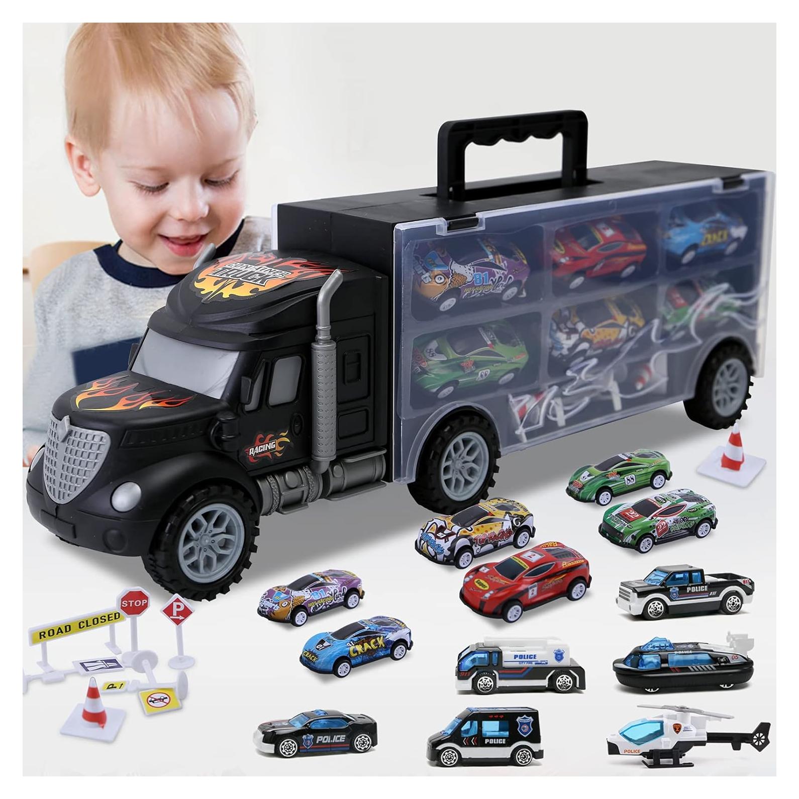 Conjunto de Camiones Transportadores JODUDLR con 12 Vehículos de Metal