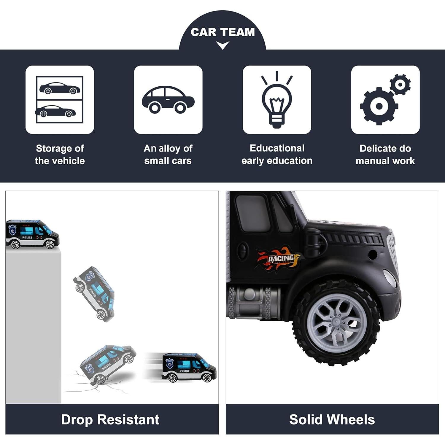 Conjunto de Camiones Transportadores JODUDLR con 12 Vehículos de Metal