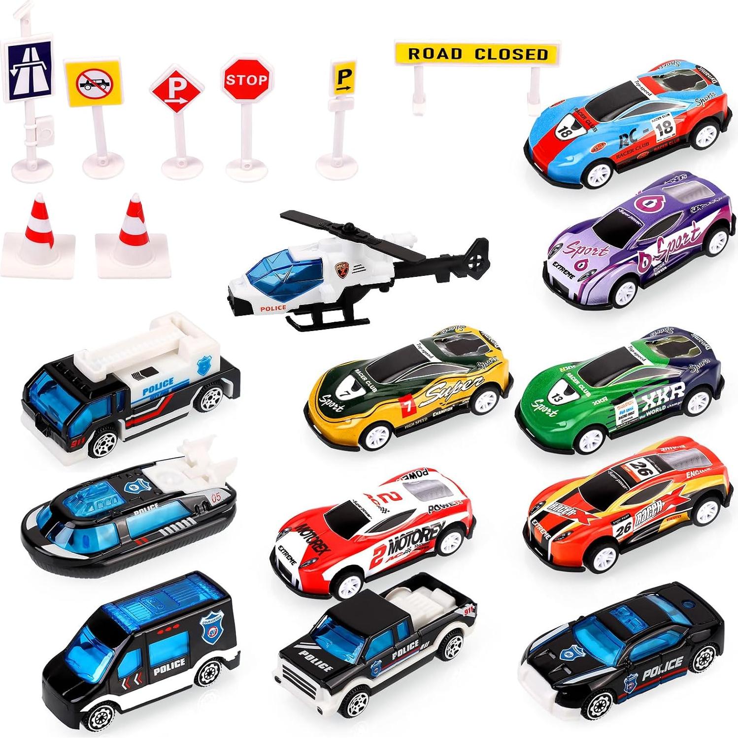 Conjunto de Camiones Transportadores JODUDLR con 12 Vehículos de Metal