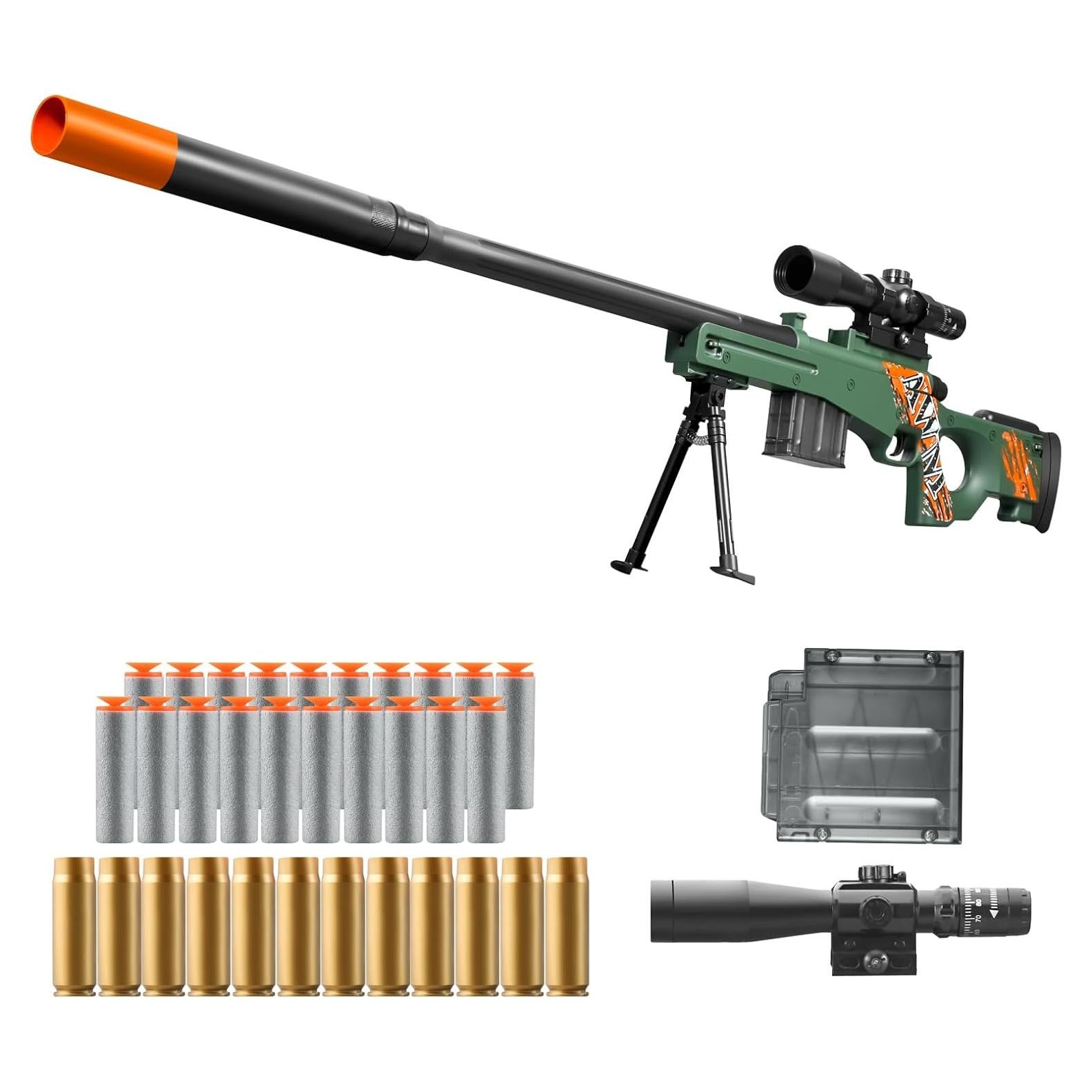 Pistola de Juguete Blaster Bsyzyani Verde con 20 Balas Blandas