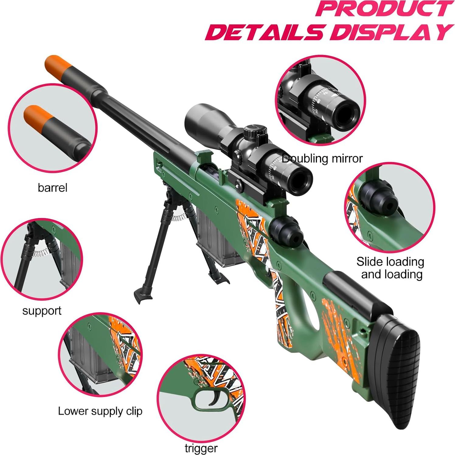 Pistola de Juguete Blaster Bsyzyani Verde con 20 Balas Blandas