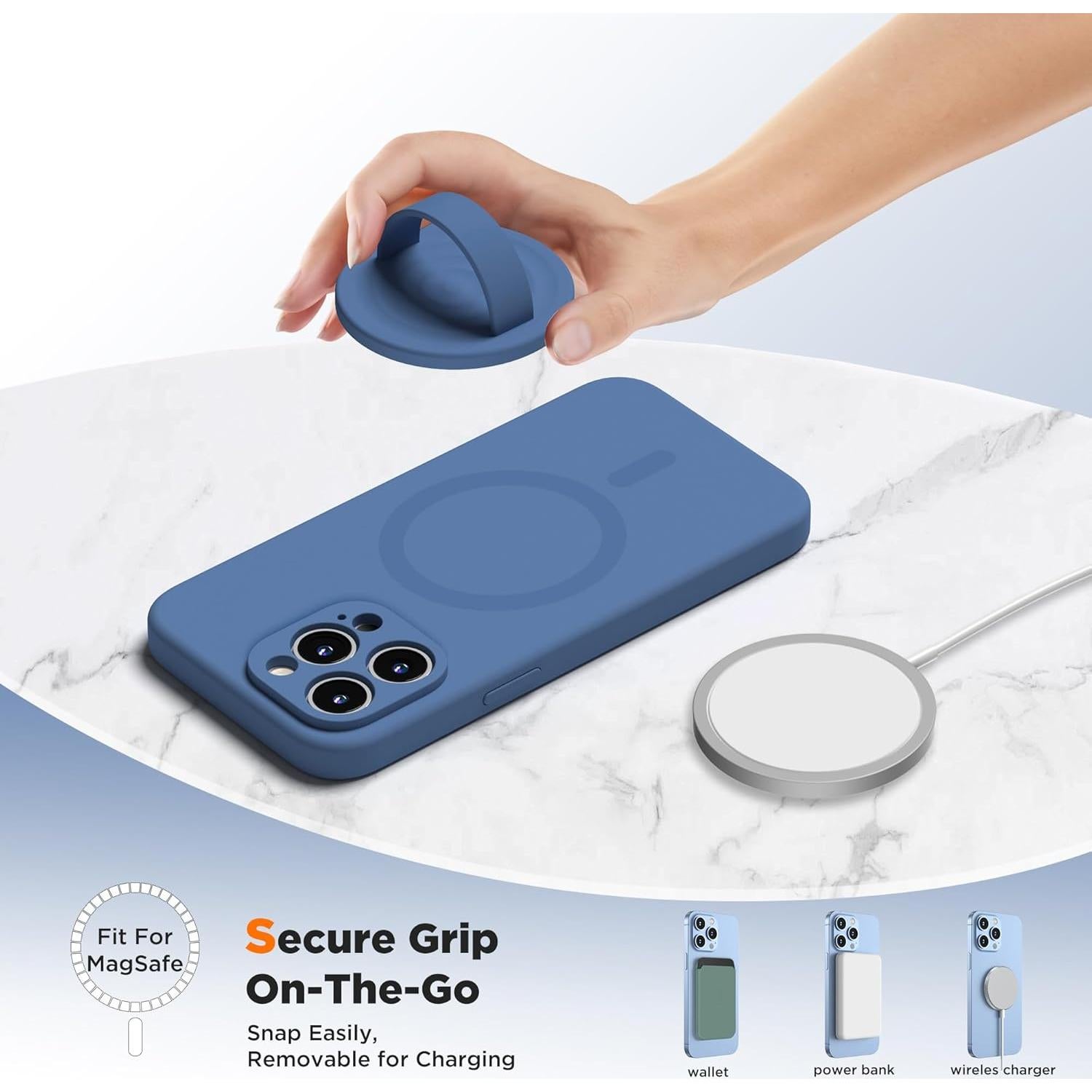 Agarradera Magnética HSAOHD para Teléfono - Silicona Azul Cielo