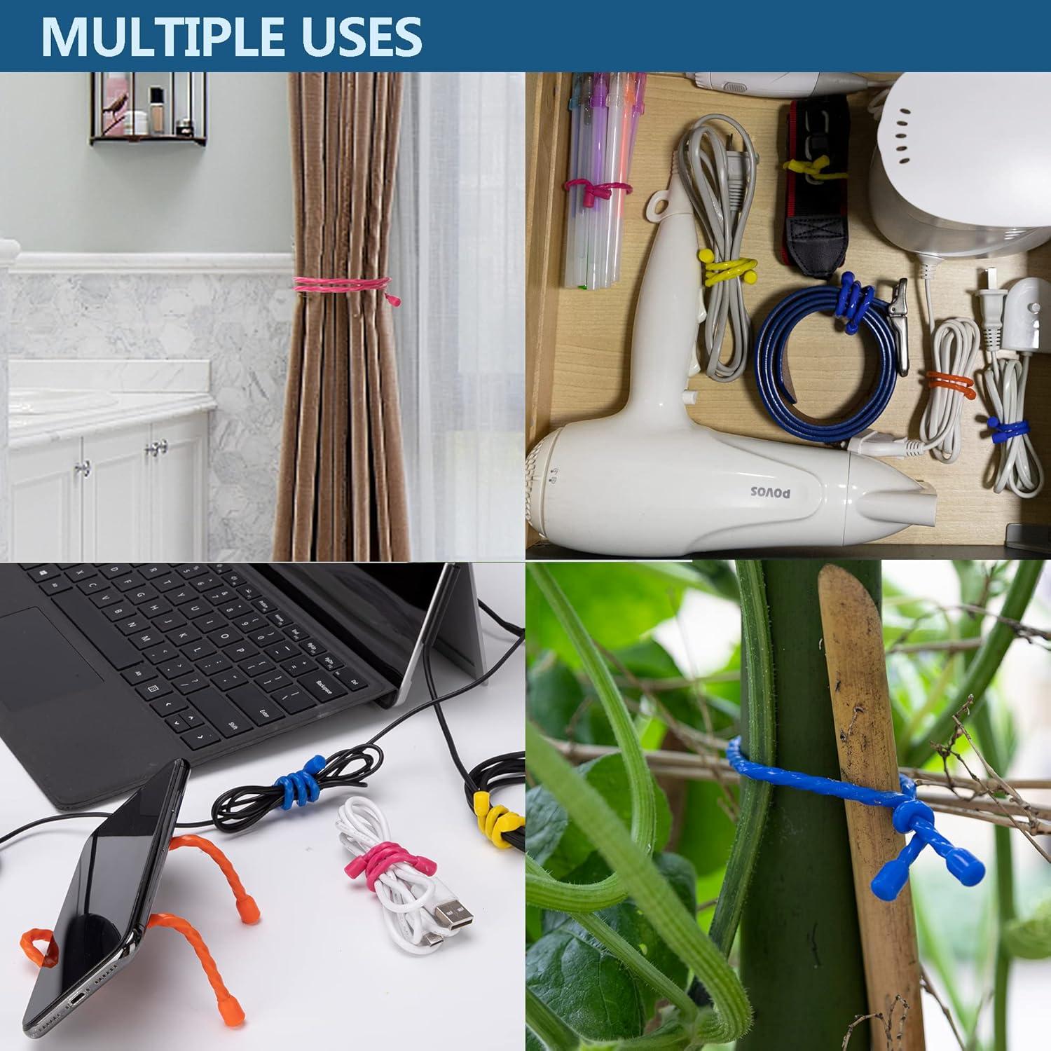 12 Sujetadores de Cable Reutilizables Dreamxiang 4-6-12cm Silicona