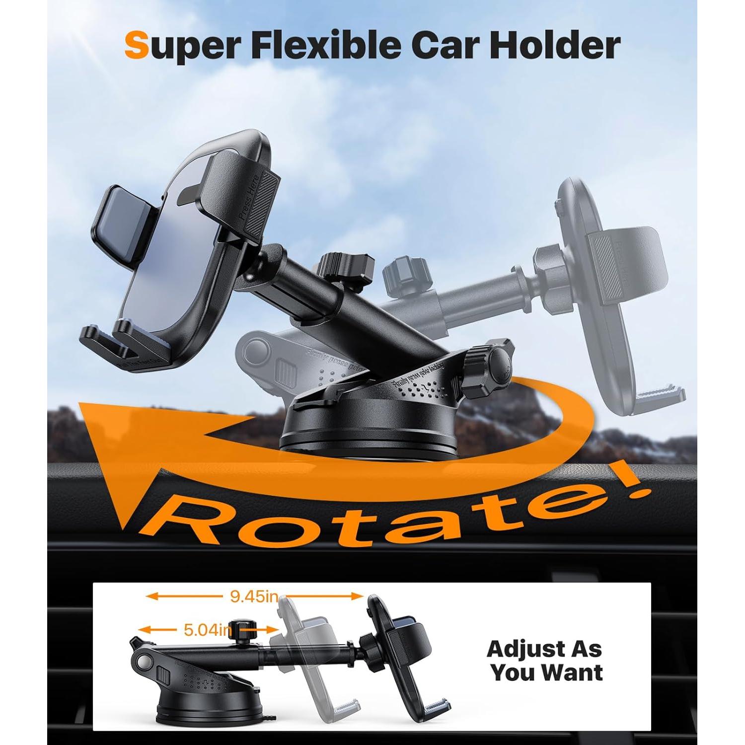 Soporte para Teléfono de Coche Hitolza 3-en-1 Ajustable 360°