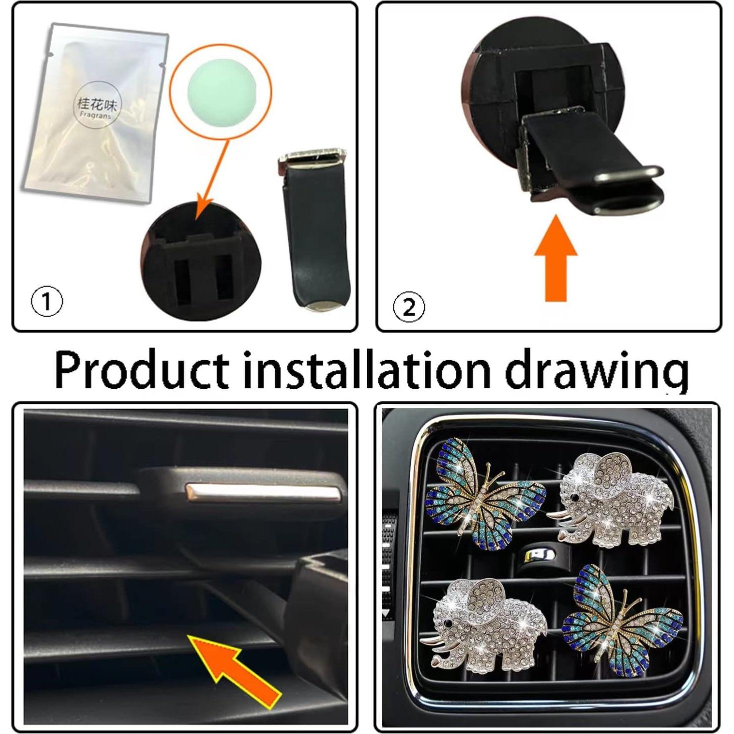 Clip de Perfume para Coche Galyacht Mariposa Brillante 4 Pcs