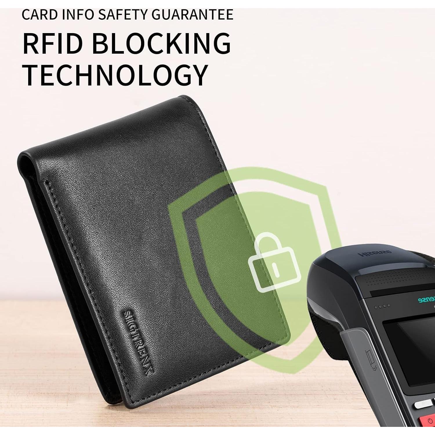 Cartera Bifold de Cuero Genuino Sigtrenx con Bloqueo RFID - Negro