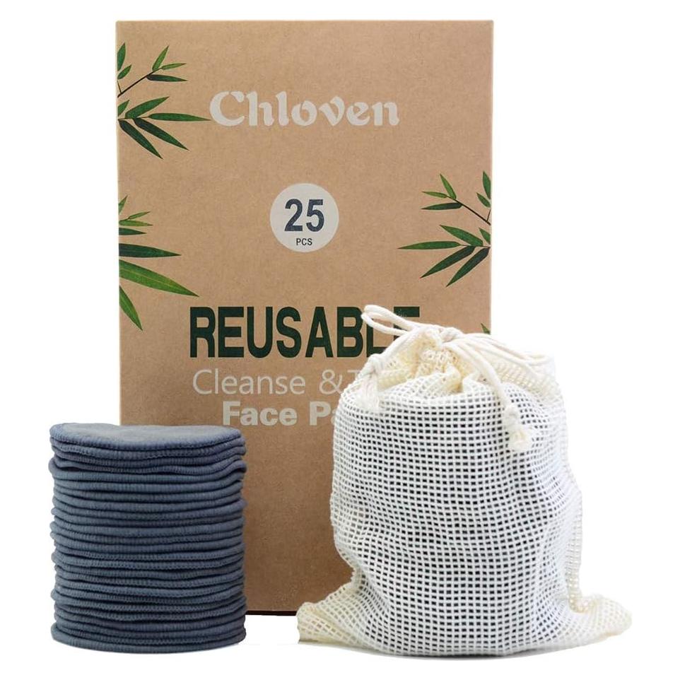 Chloven Almohadillas Desmaquillantes Reutilizables de Bambú 25 Unidades