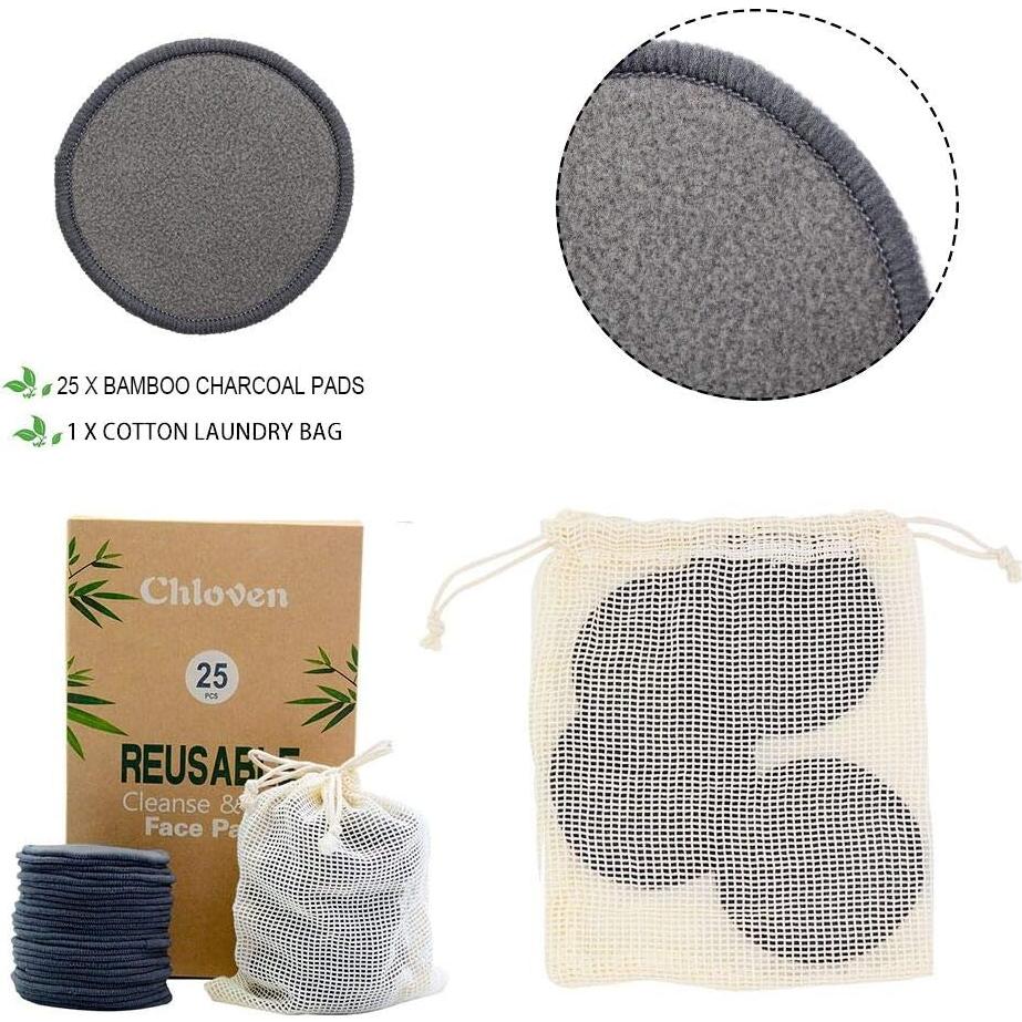 Chloven Almohadillas Desmaquillantes Reutilizables de Bambú 25 Unidades