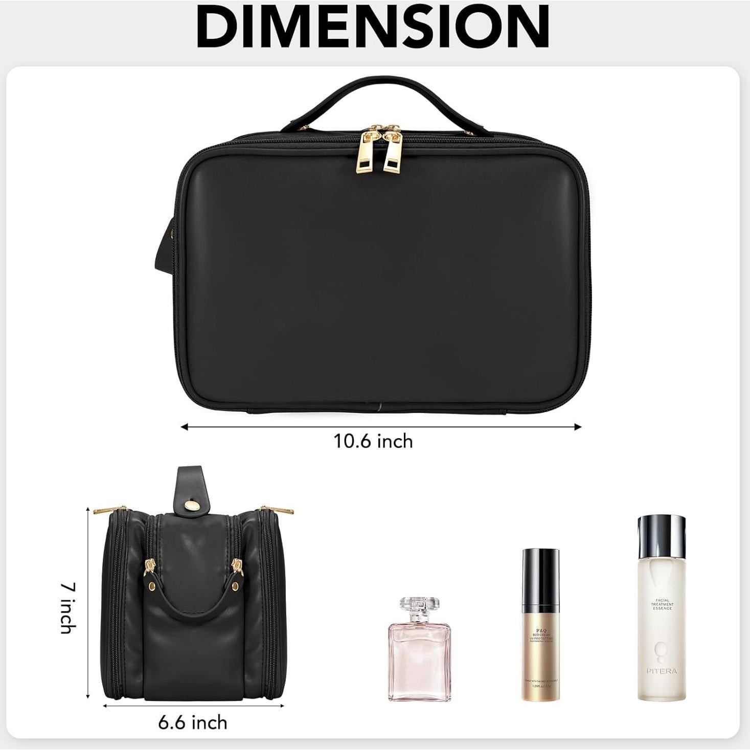 Bolsa de Maquillaje de Viaje HauteHues Negra 26.9x17.8cm