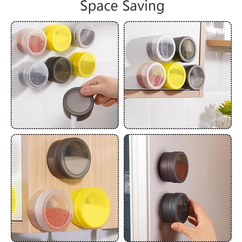 Latas de Especias Magnéticas 4pcs - Almacenamiento Blanco
