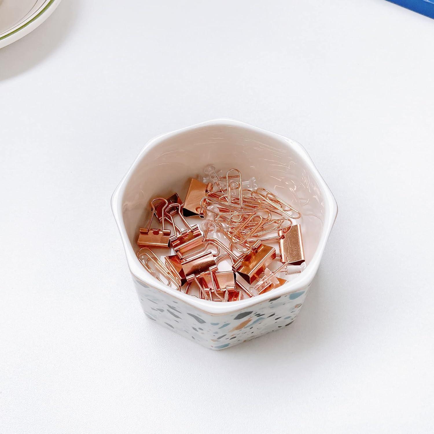 Soporte para Clips de Papel Cerámica LEAZUL Patrón Terrazzo