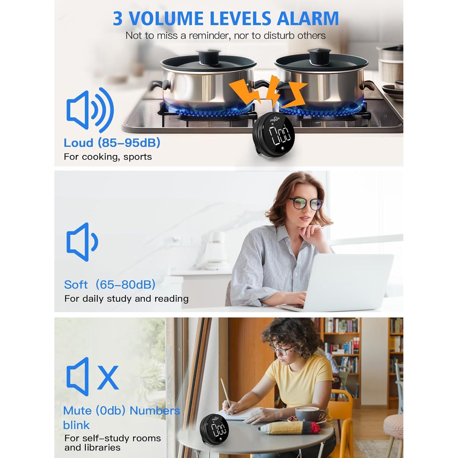 Temporizador Digital de Cocina JOYHILL Pantalla LED 3 Niveles Volumen