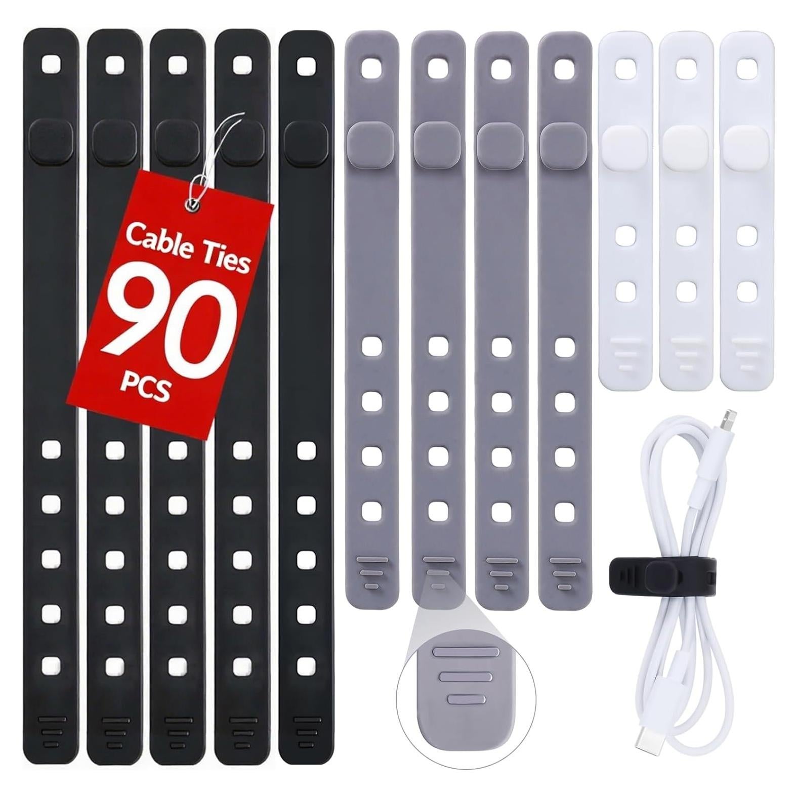 Bridas de Silicona AROIC 90 Pcs Reutilizables Ajustables