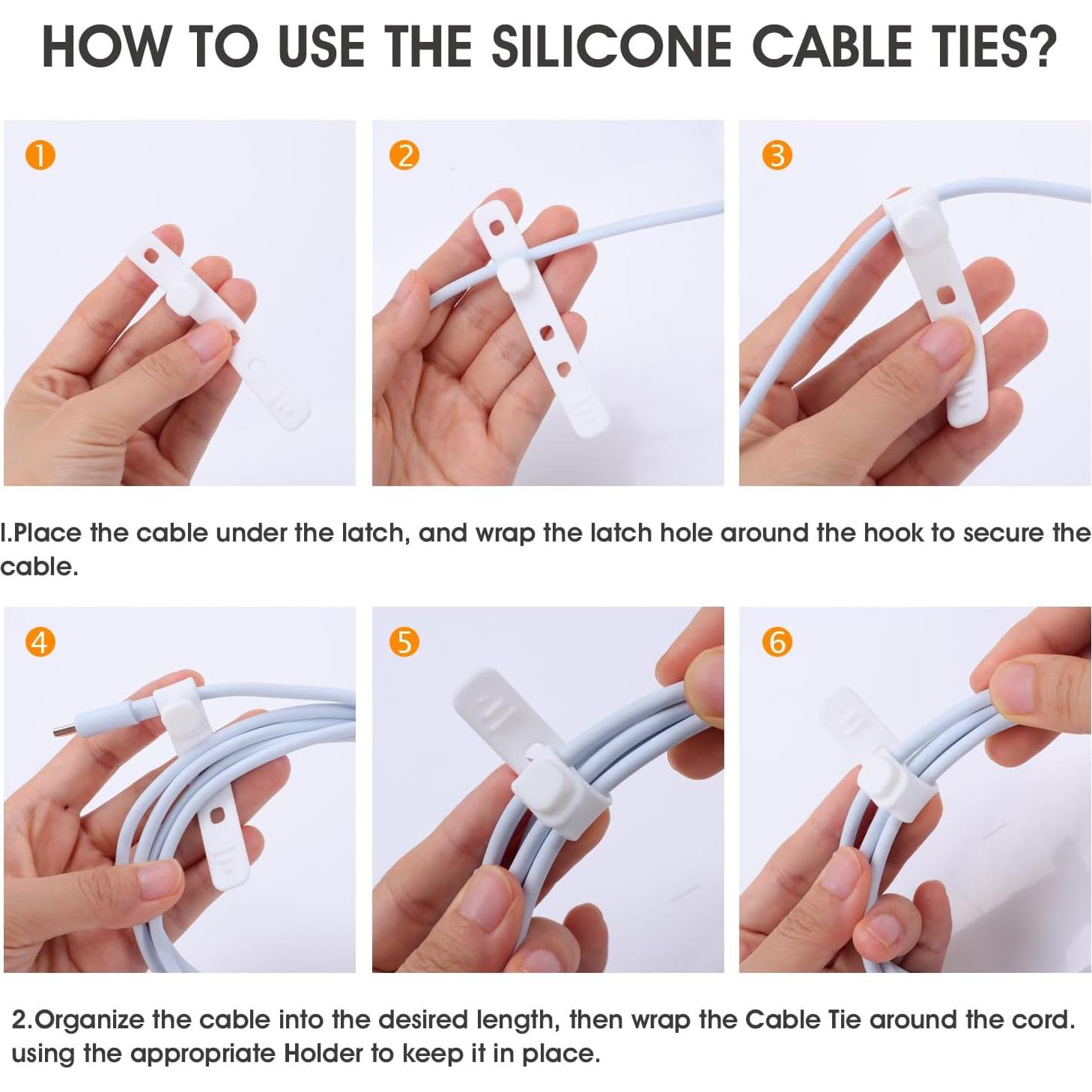 Bridas de Silicona AROIC 90 Pcs Reutilizables Ajustables