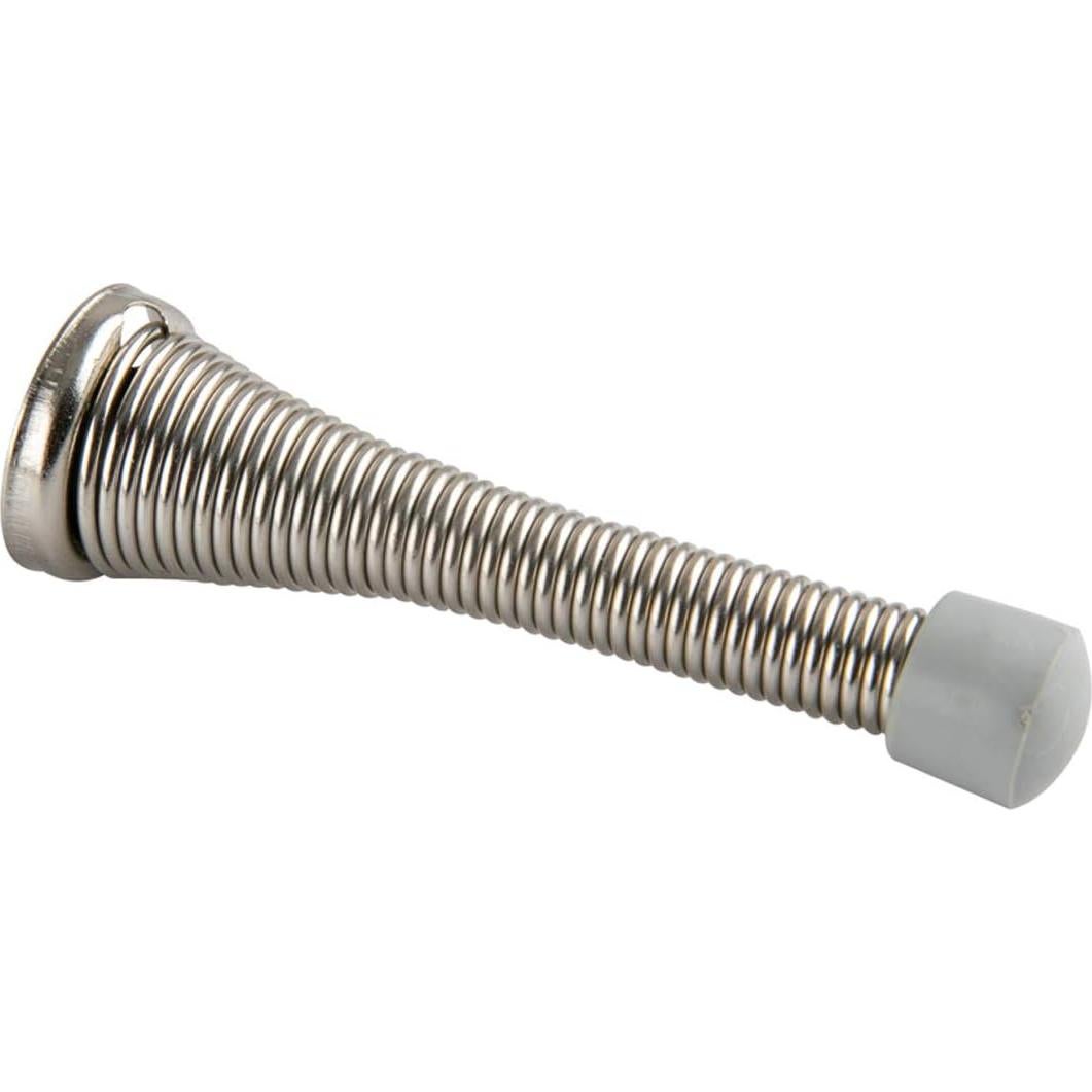 Tope de puerta de resorte Amazon Basics, níquel cepillado, 12 unidades