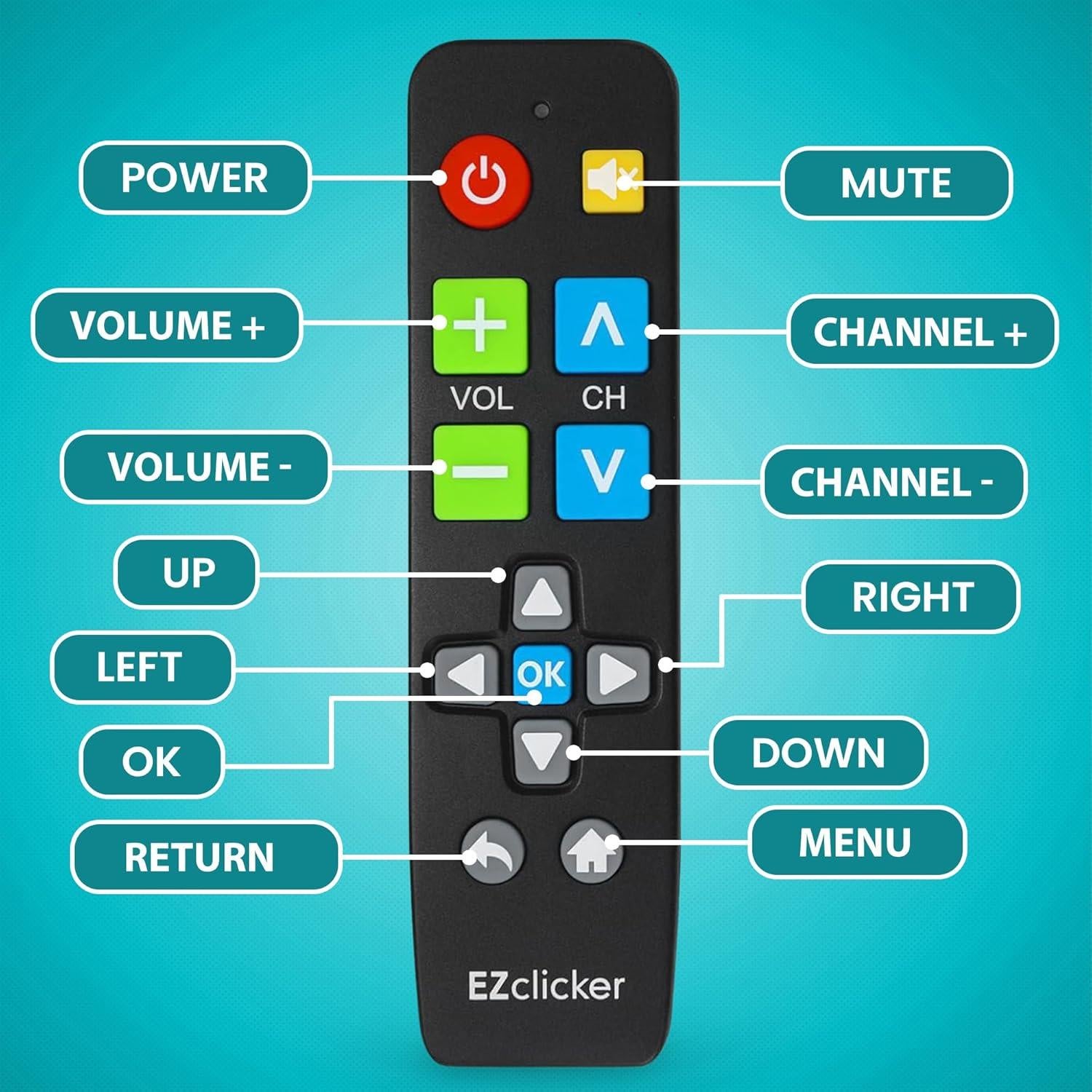 Control Remoto Universal TV Benoo EZCPTVB Botón Grande Negro