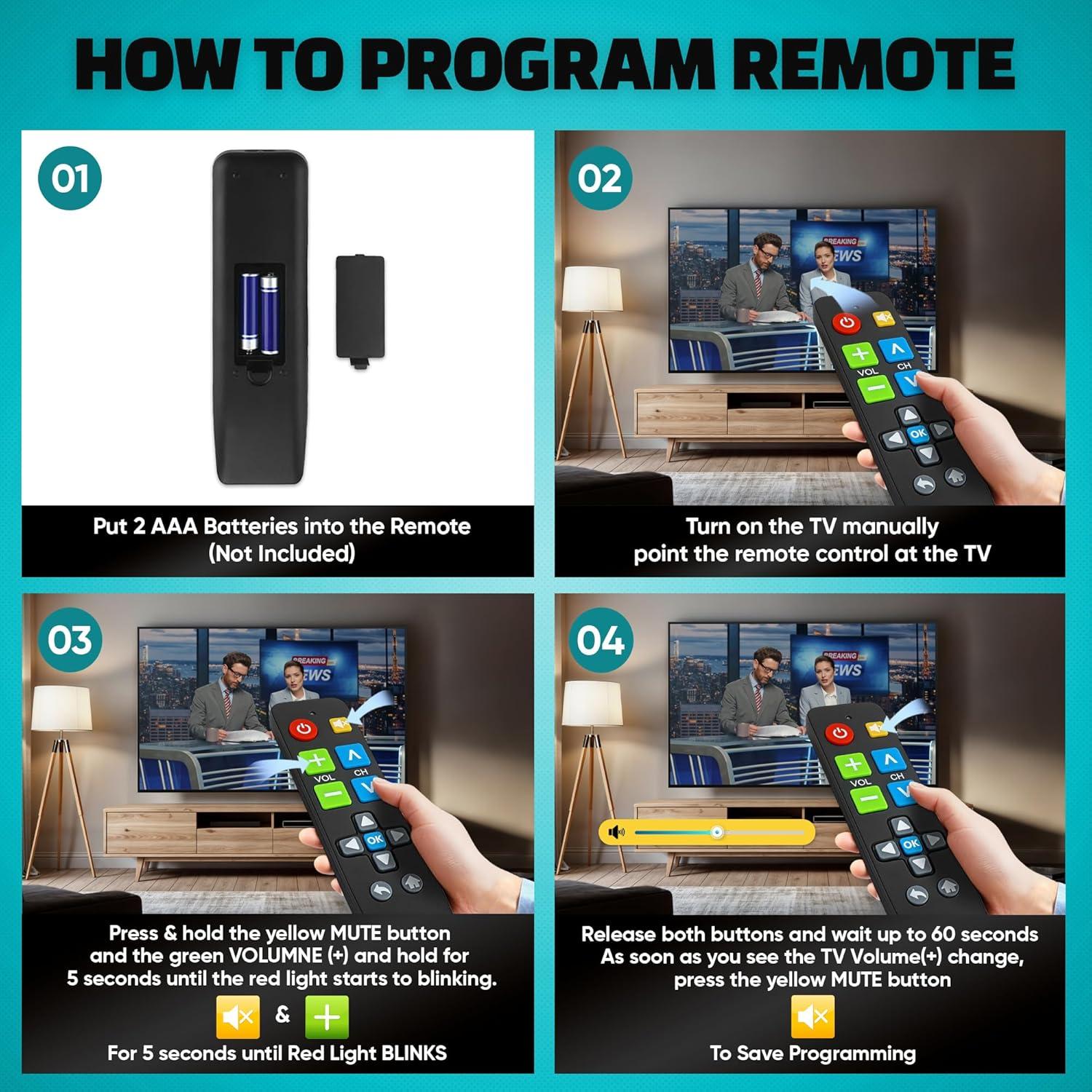 Control Remoto Universal TV Benoo EZCPTVB Botón Grande Negro