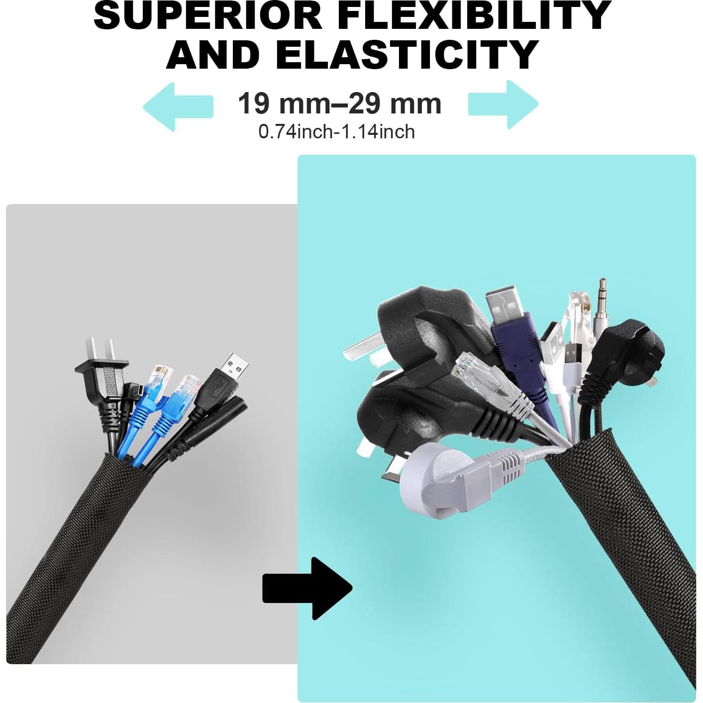 Cubierta de Cable AGPTEK 3m x 3.05cm Negra para Mascotas