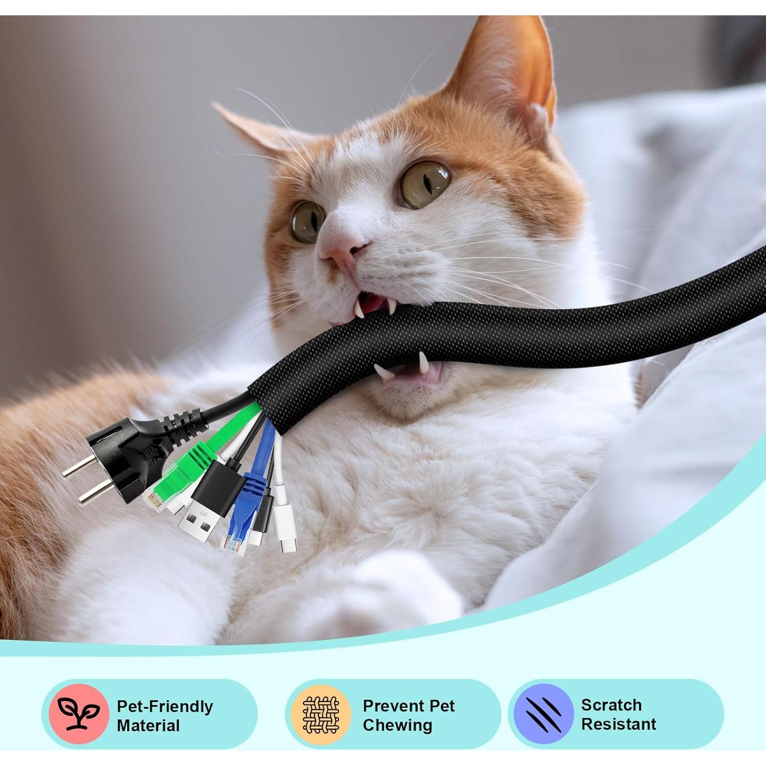 Cubierta de Cable AGPTEK 3m x 3.05cm Negra para Mascotas