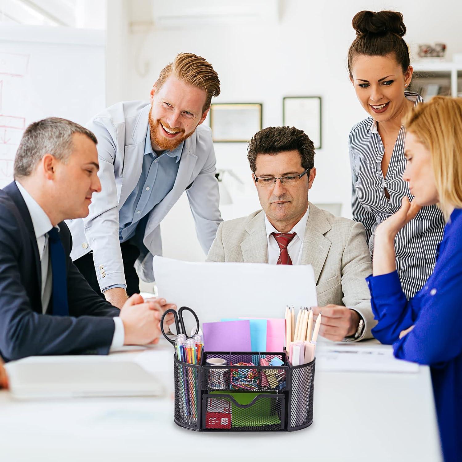 Organizador de Escritorio EOOUT de Metal Negro con 8 Compartimentos