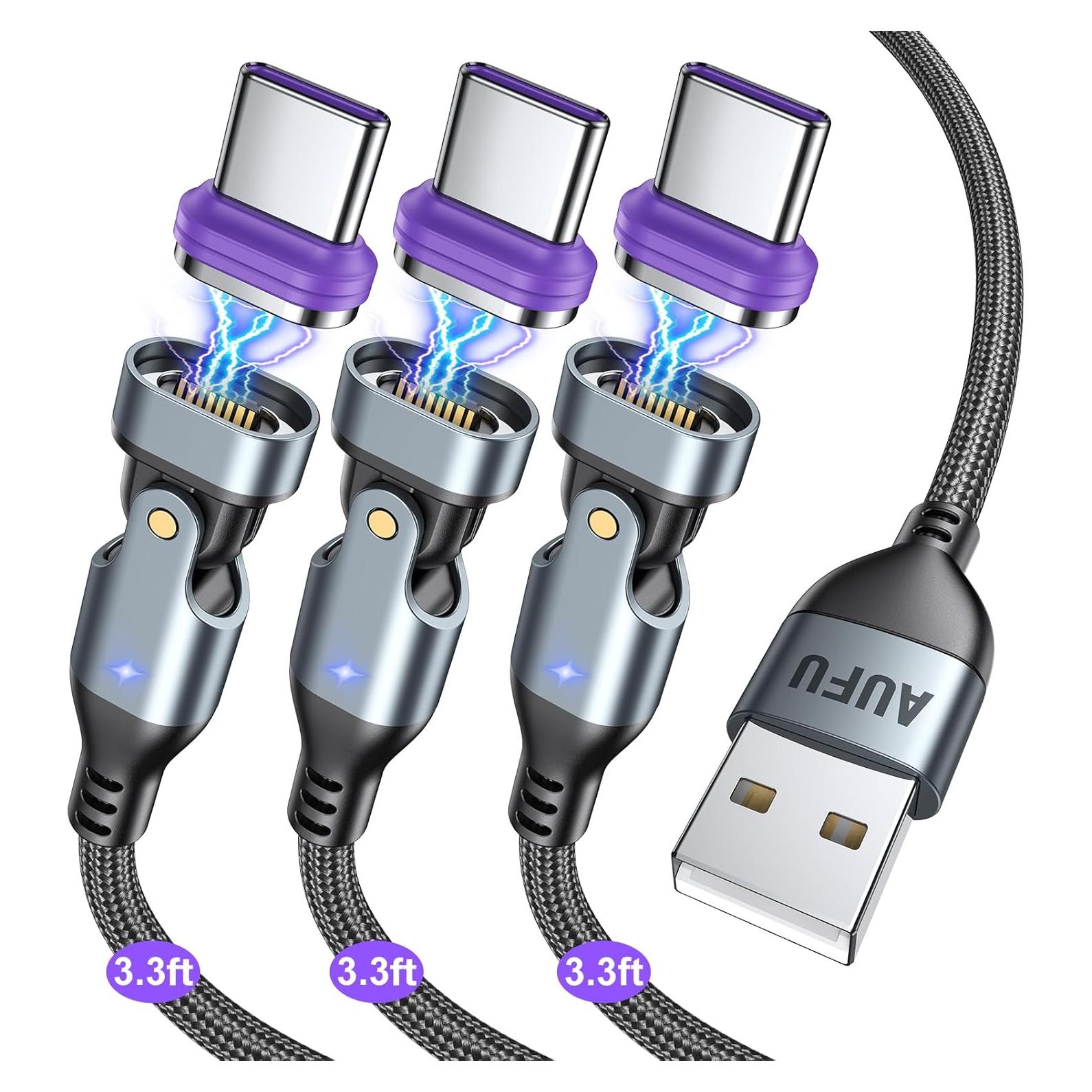 Cable de Carga Magnético USB C AUFU 3Pack 1m 16PIN