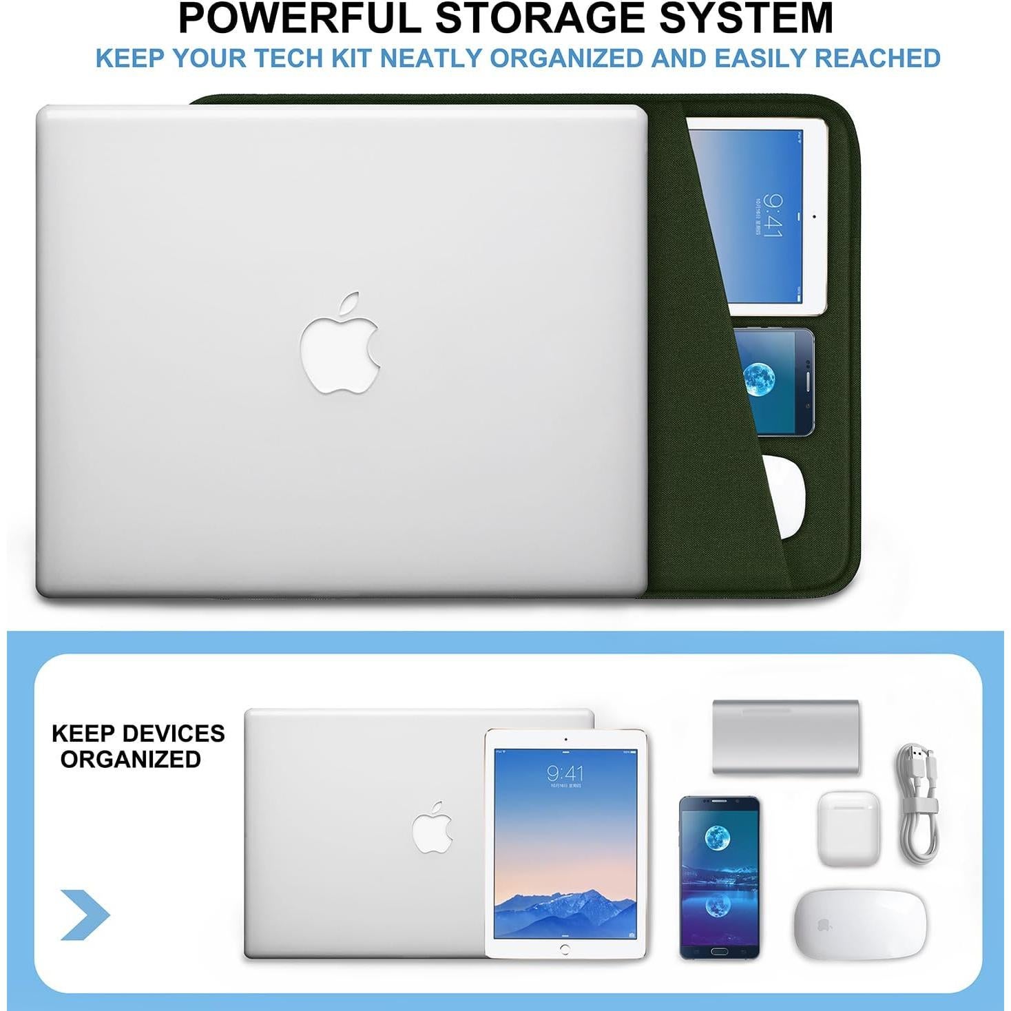 Funda para Laptop Naukay 13.3" Verde Militar Impermeable