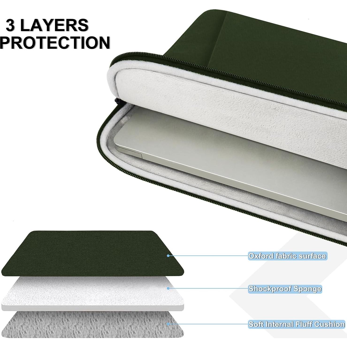 Funda para Laptop Naukay 13.3" Verde Militar Impermeable