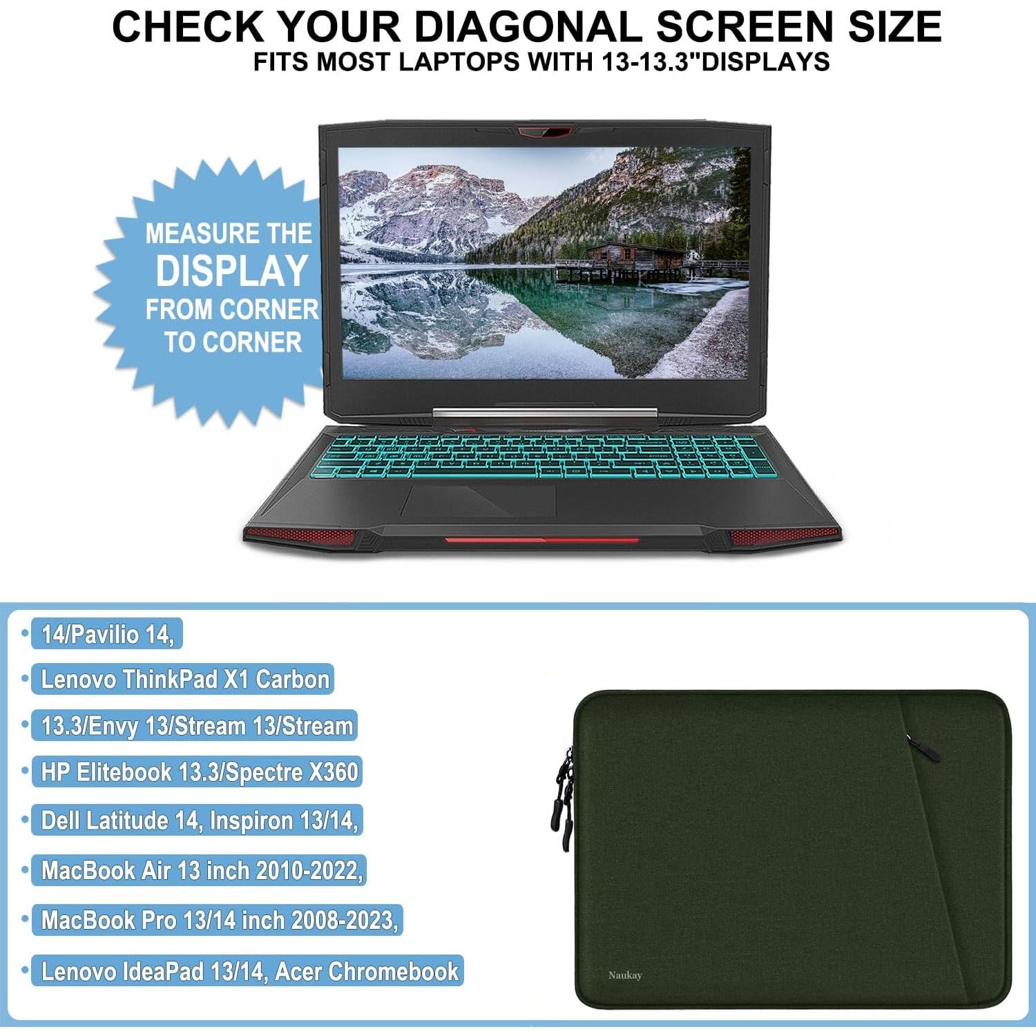 Funda para Laptop Naukay 13.3" Verde Militar Impermeable