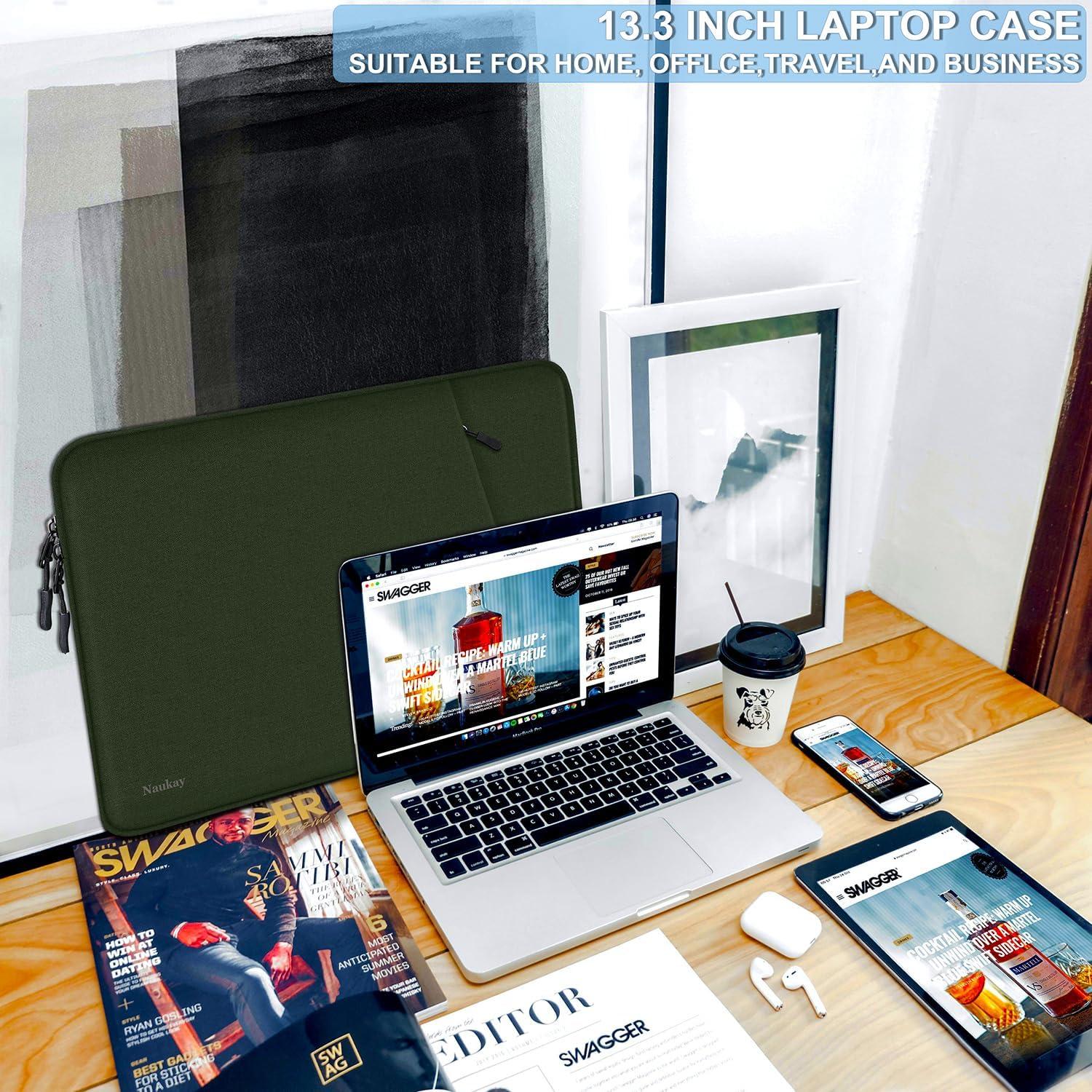 Funda para Laptop Naukay 13.3" Verde Militar Impermeable