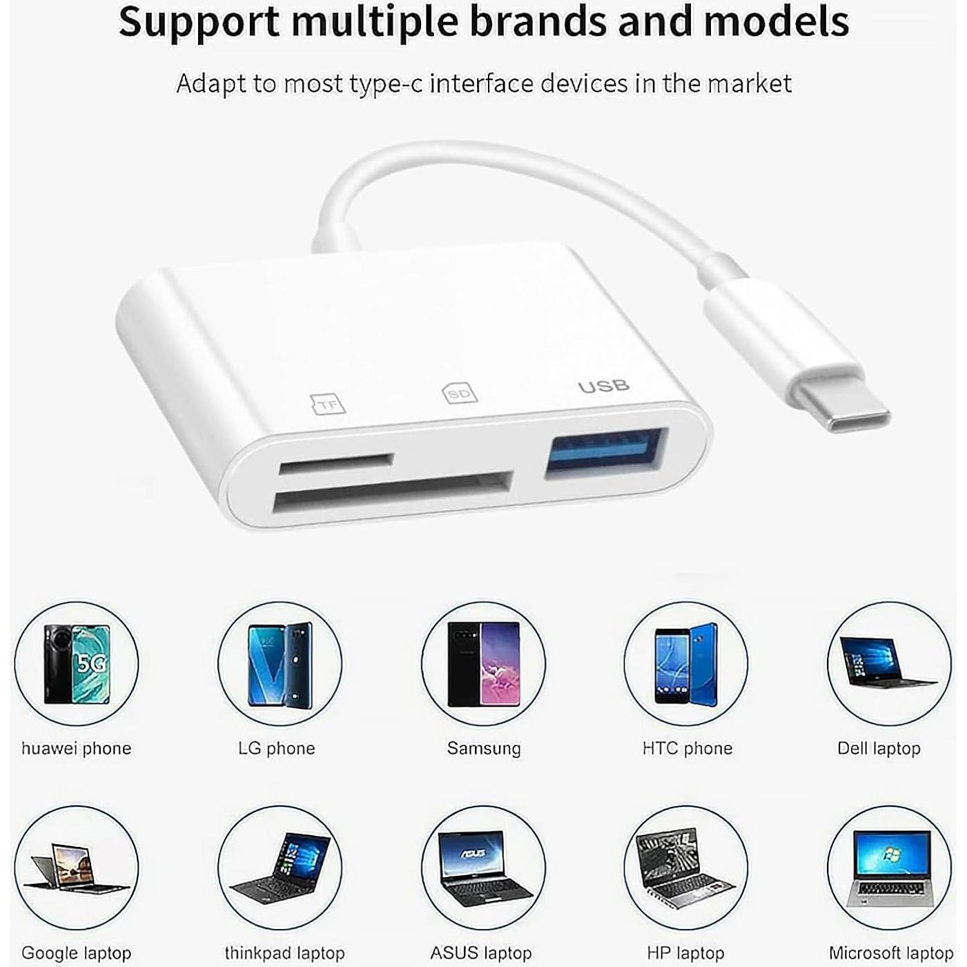 Lector de Tarjetas SD USB-C MBODMI 3 en 1 para iPhone