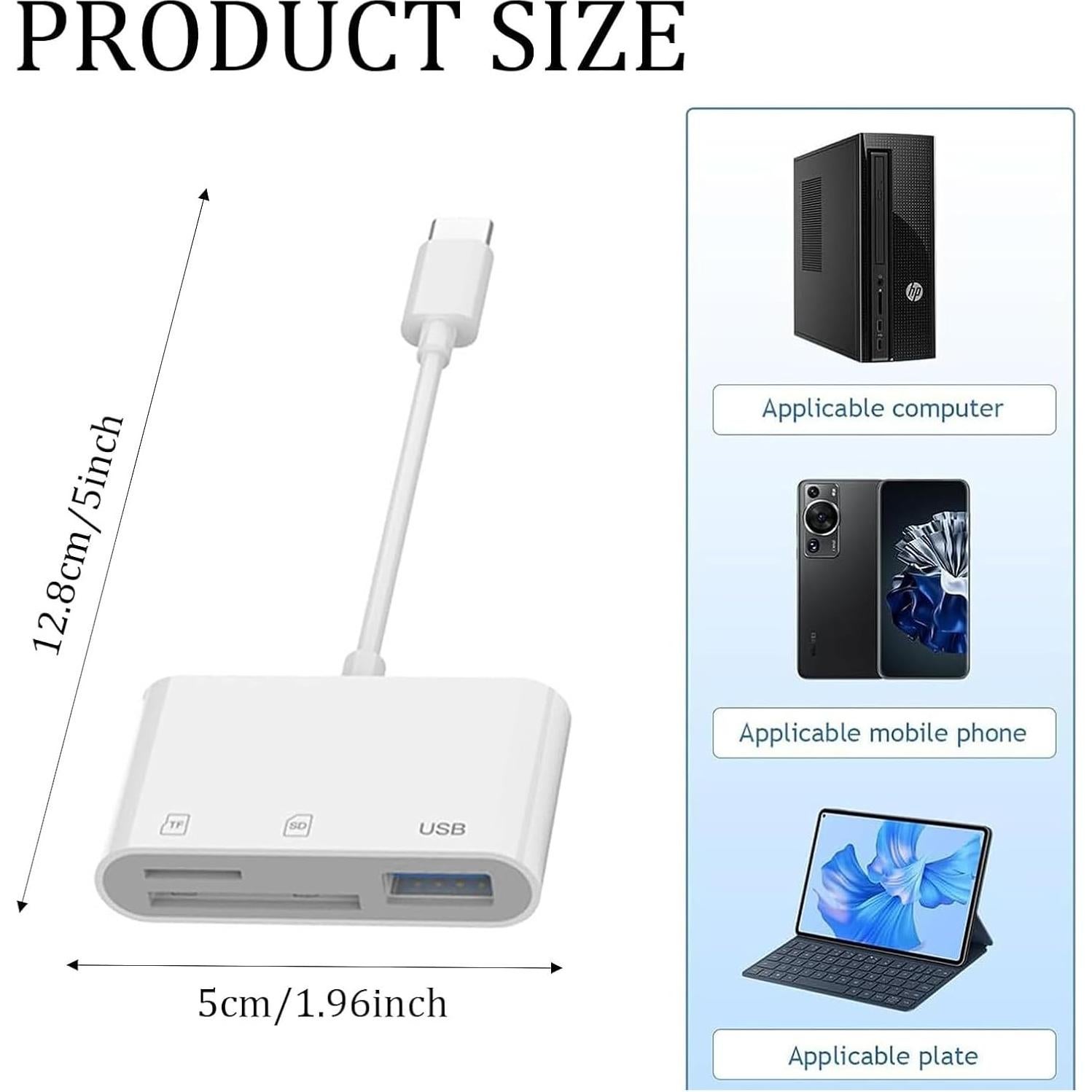 Lector de Tarjetas SD USB-C MBODMI 3 en 1 para iPhone