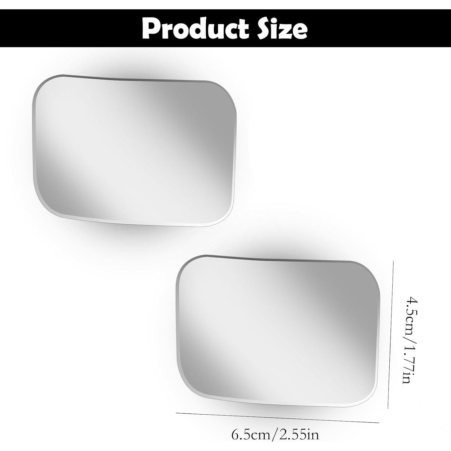 2Pcs Cars Square Blind Spot Mirrors, Car Side Mirror Blindspot Adjustabe Angle 360 Degree Wide Angle Convex RearView Removable for Enhanced Safety Universal Accessories for Suvs RVs Trucks
