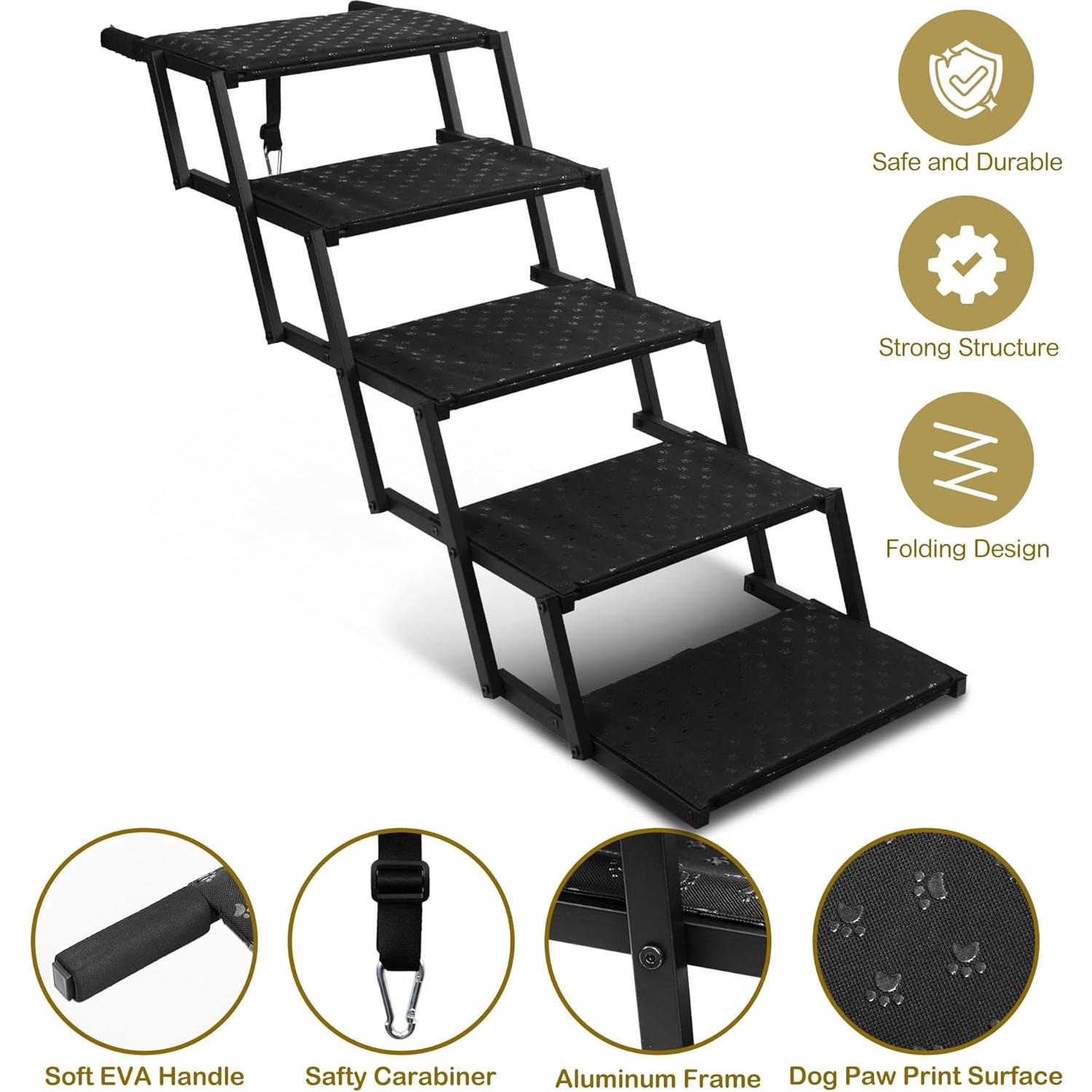 Escalera Plegable para Perros Heeyoo - Soporta 90 Kg, Antideslizante