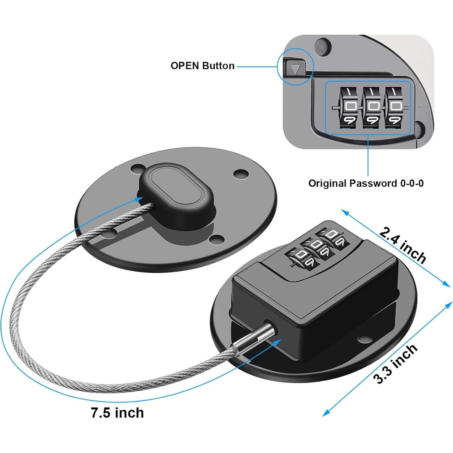 Cerraduras para Refrigerador - 2 Paquetes Alta Resistencia Negro