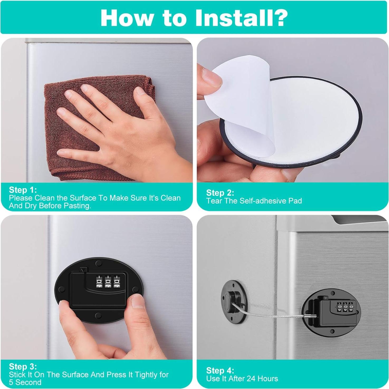 Cerraduras para Refrigerador - 2 Paquetes Alta Resistencia Negro