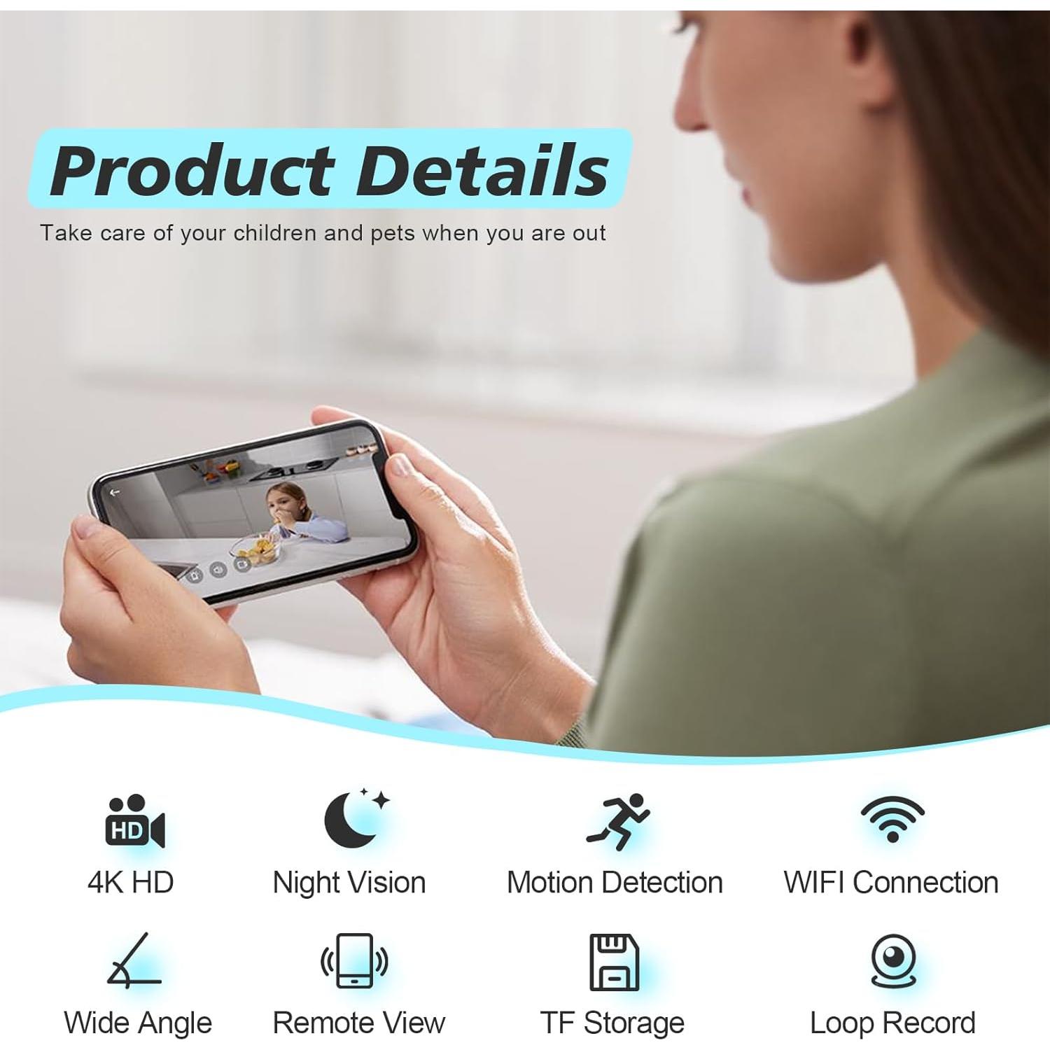 Reloj Cámara Oculta Lian.Ripple HD 1080P Wi-Fi para Seguridad