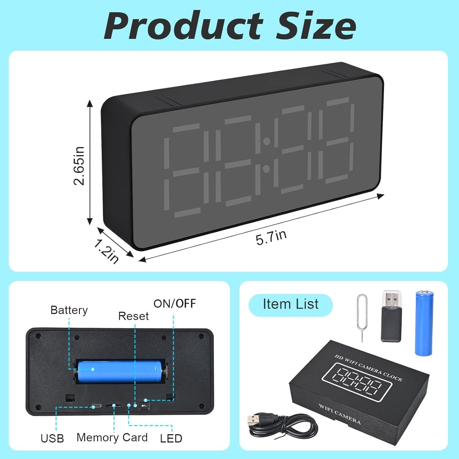 Reloj Cámara Oculta Lian.Ripple HD 1080P Wi-Fi para Seguridad