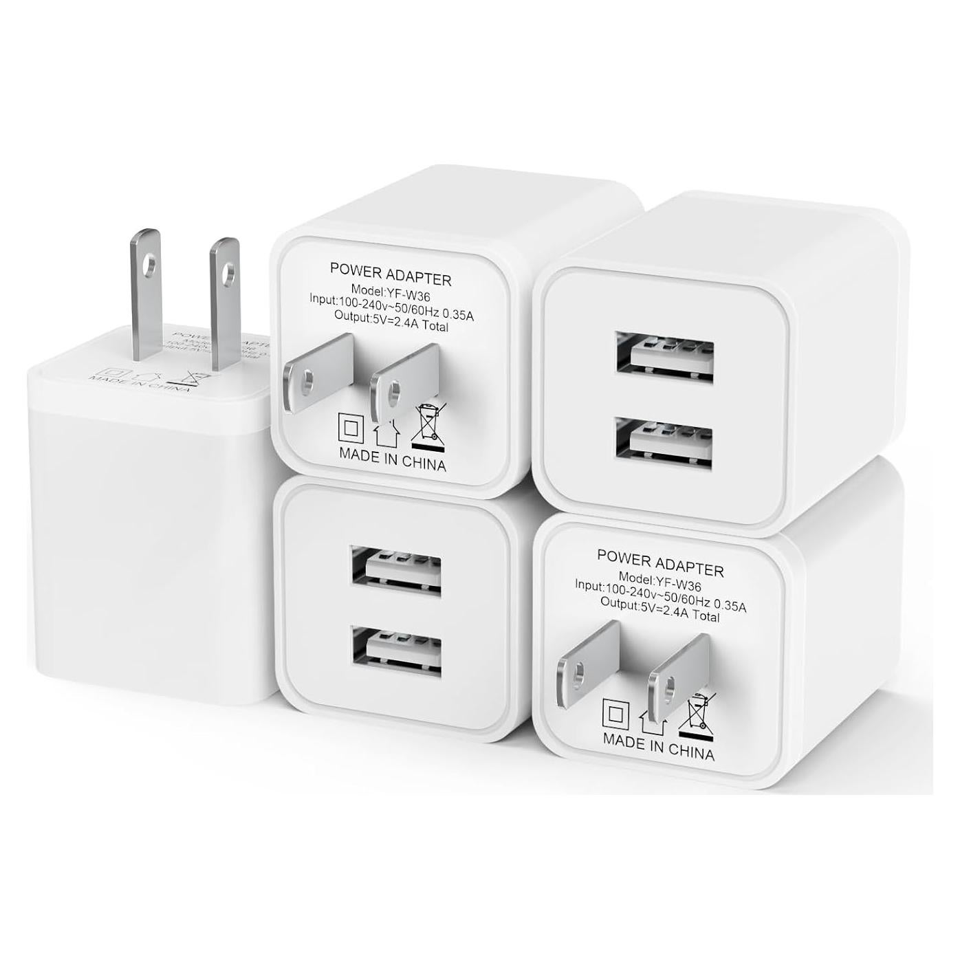 5 Pack Cargadores de Pared USB iGENJUN 2.4A Rápido Blanco
