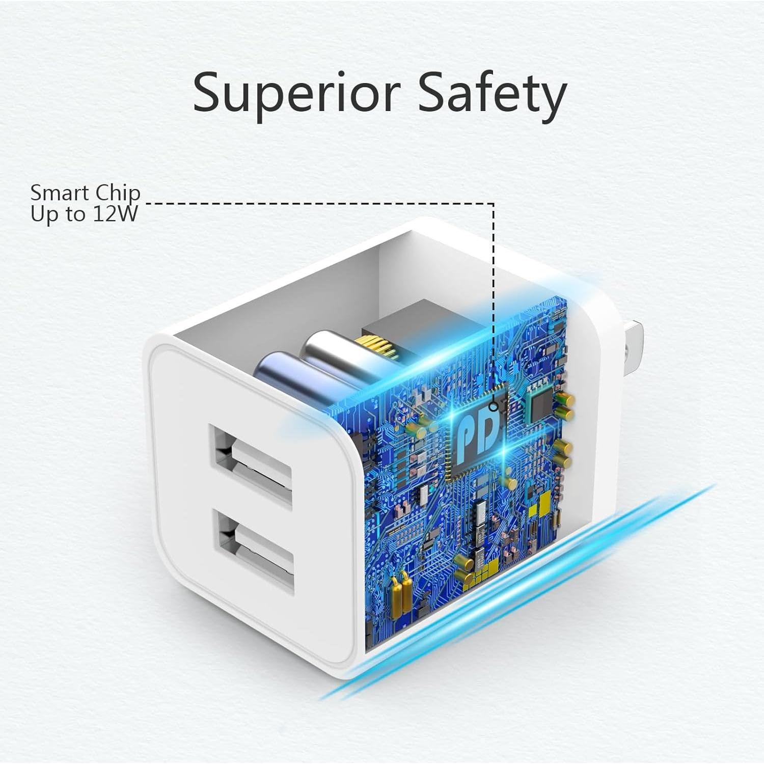 5 Pack Cargadores de Pared USB iGENJUN 2.4A Rápido Blanco